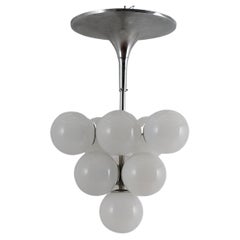 Mid-Century Max Bill (attr) Space Age Metal and Murano Glass Ceiling Lamp 60s