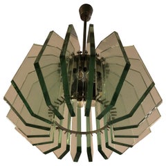 Midcentury Max Ingrand Chrome and Glass Chandelier for Fontana Arte, Italy 1960
