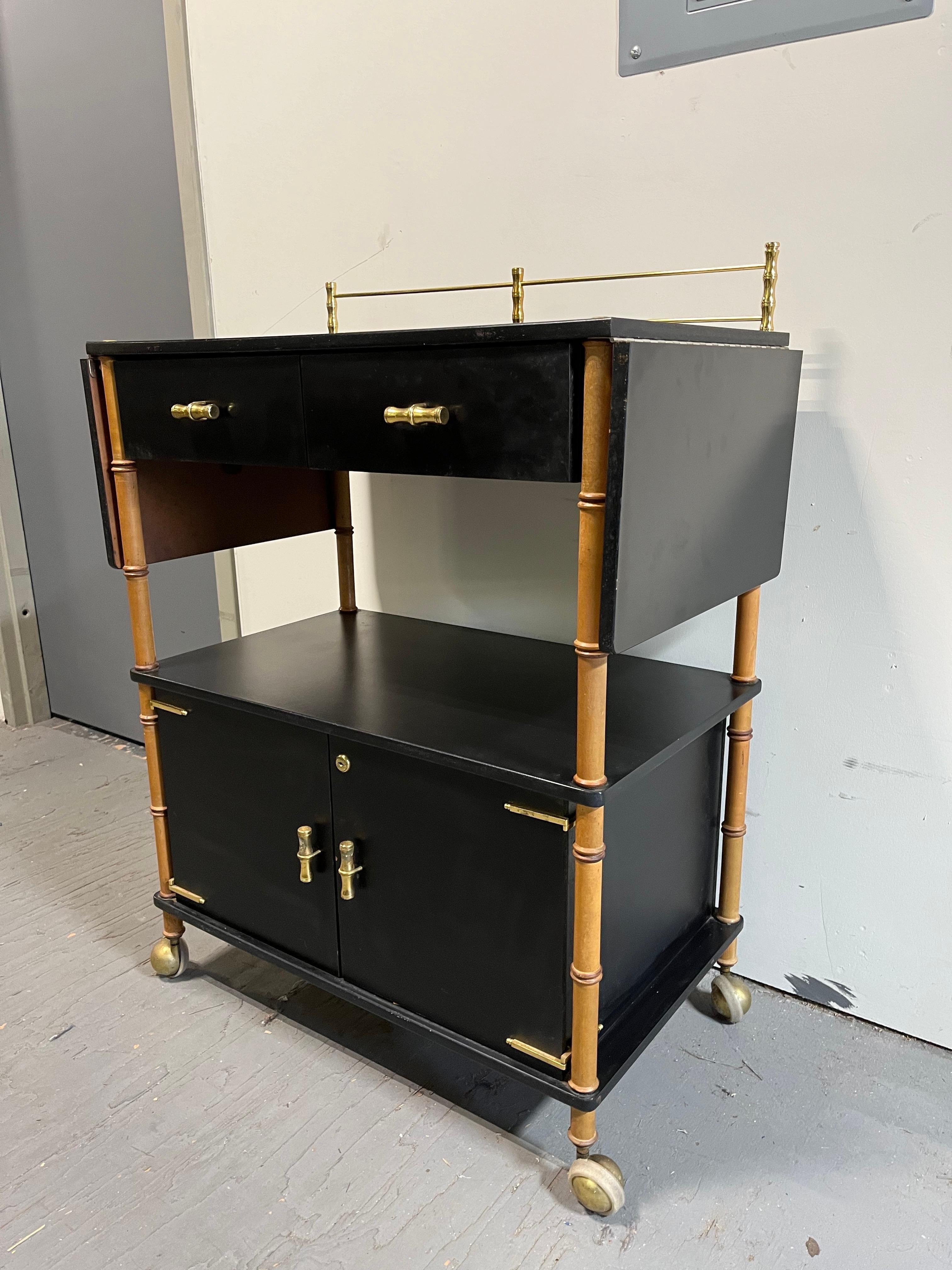 Mid-Century Modern Mid Century Maxwell Phillip Bar Cart Drop Leaf For Sale