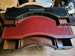 Mid Century Mazor Masterpiece Red Leather Top Black & Floral Painted Ladies Desk
