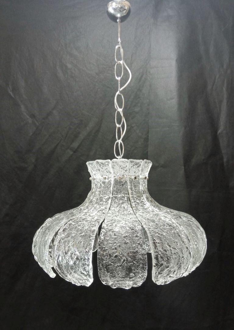 Mid-Century Modern Mazzega Clear Murano Glass Chandelier by Carlo Nason, Italy, 1960s For Sale