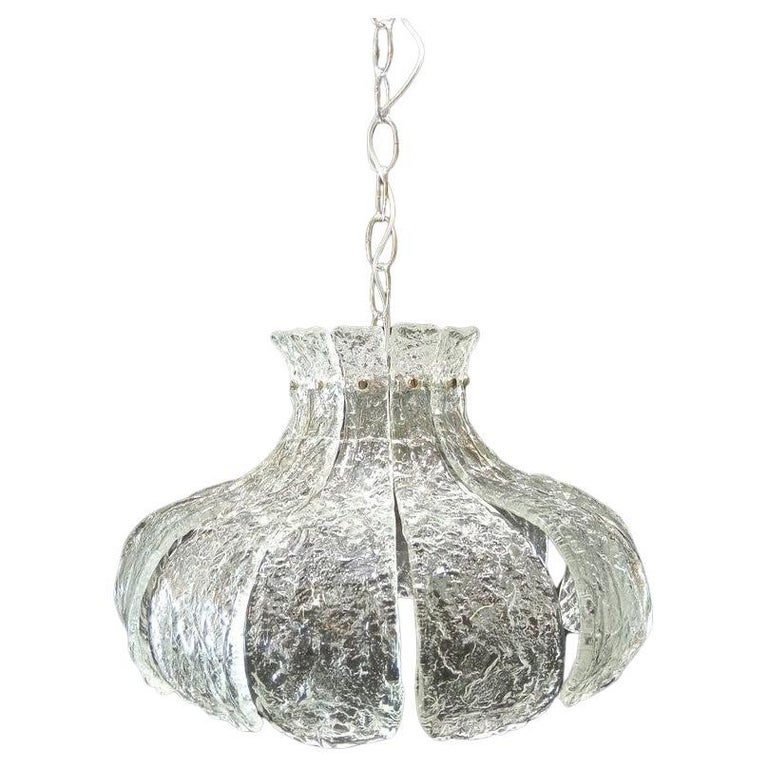 Mid-Century Mazzega Clear Murano Glass Chandelier by Carlo Nason, Italy, 1960s For Sale