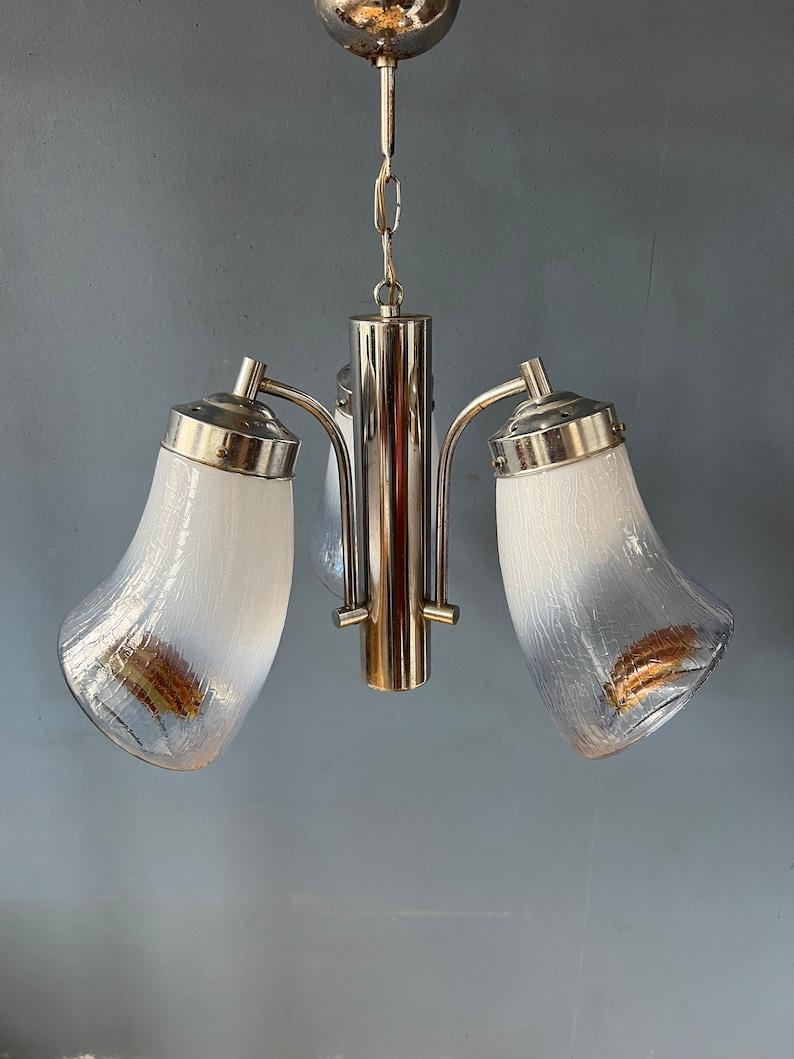 Mid Century Mazzega Murano Glass Chandelier Lamp, 1970s For Sale 2