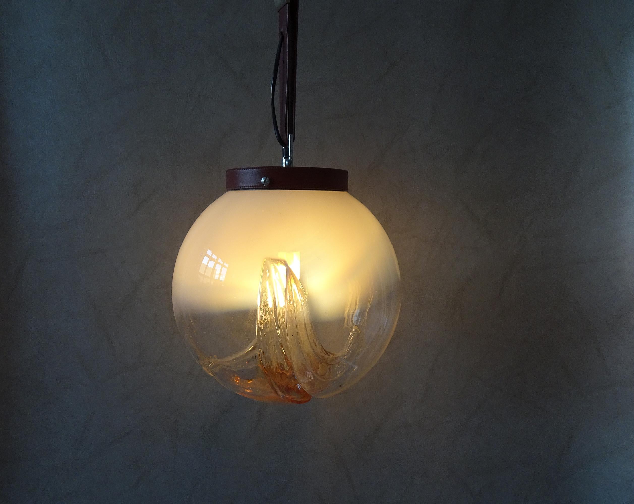 Italian Midcentury Mazzega Pendant Lamp Murano Glass, Italy, 1960