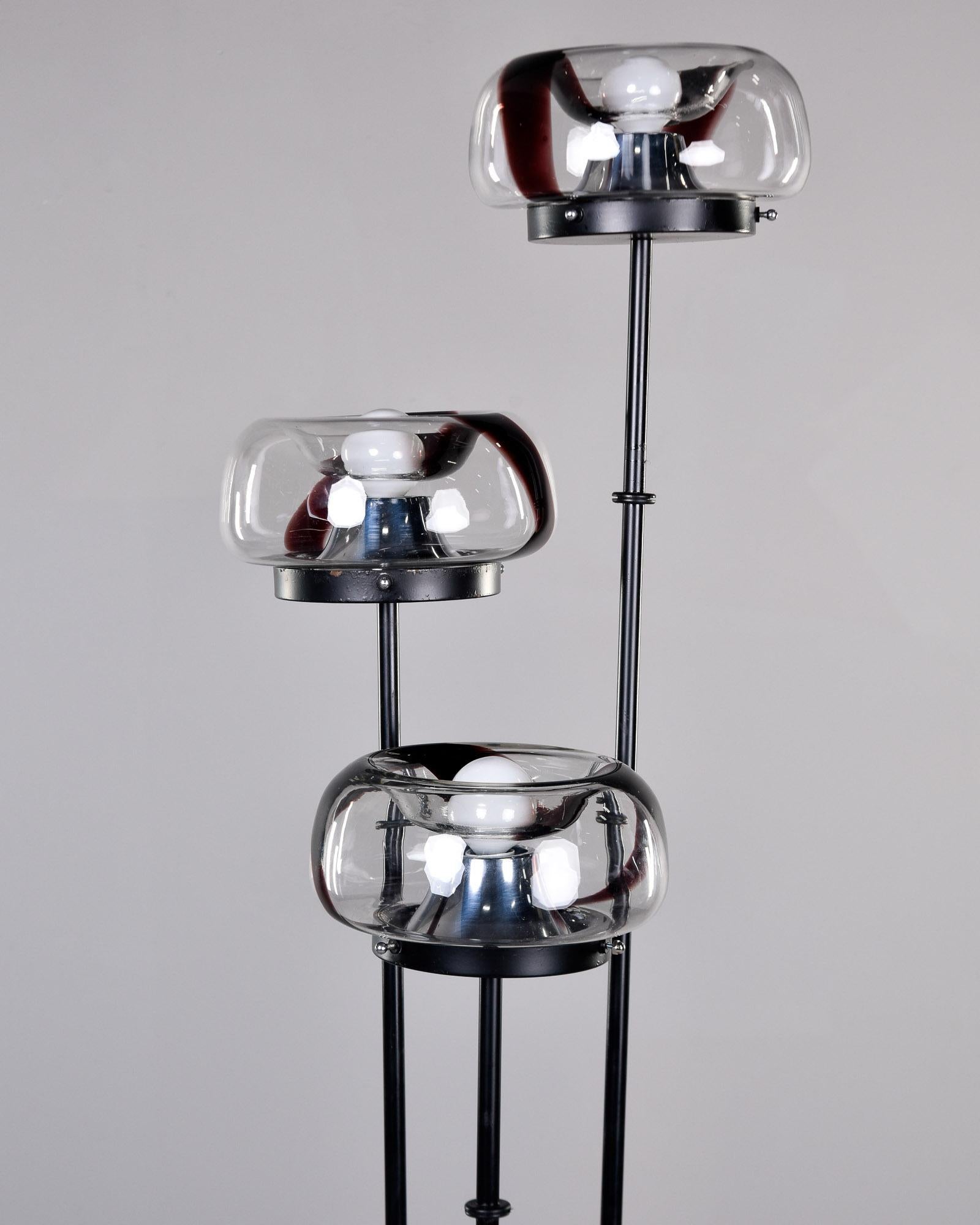 Italian Mid Century Mazzega Three Globe Floor Lamp For Sale