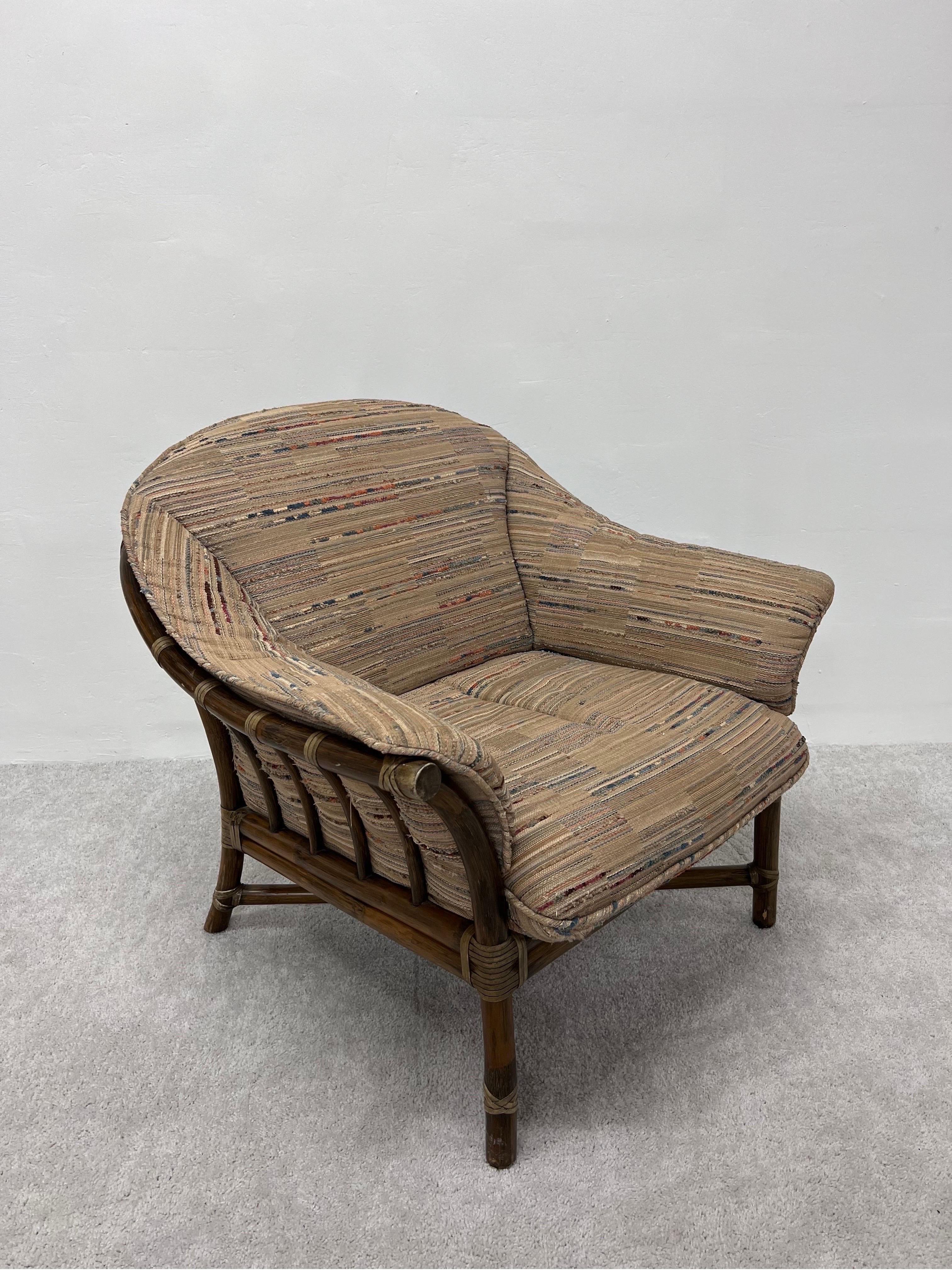 Mid-Century Modern Mid-Century McGuire Bamboo and Missoni Fabric Lounge Chair, 1970s
