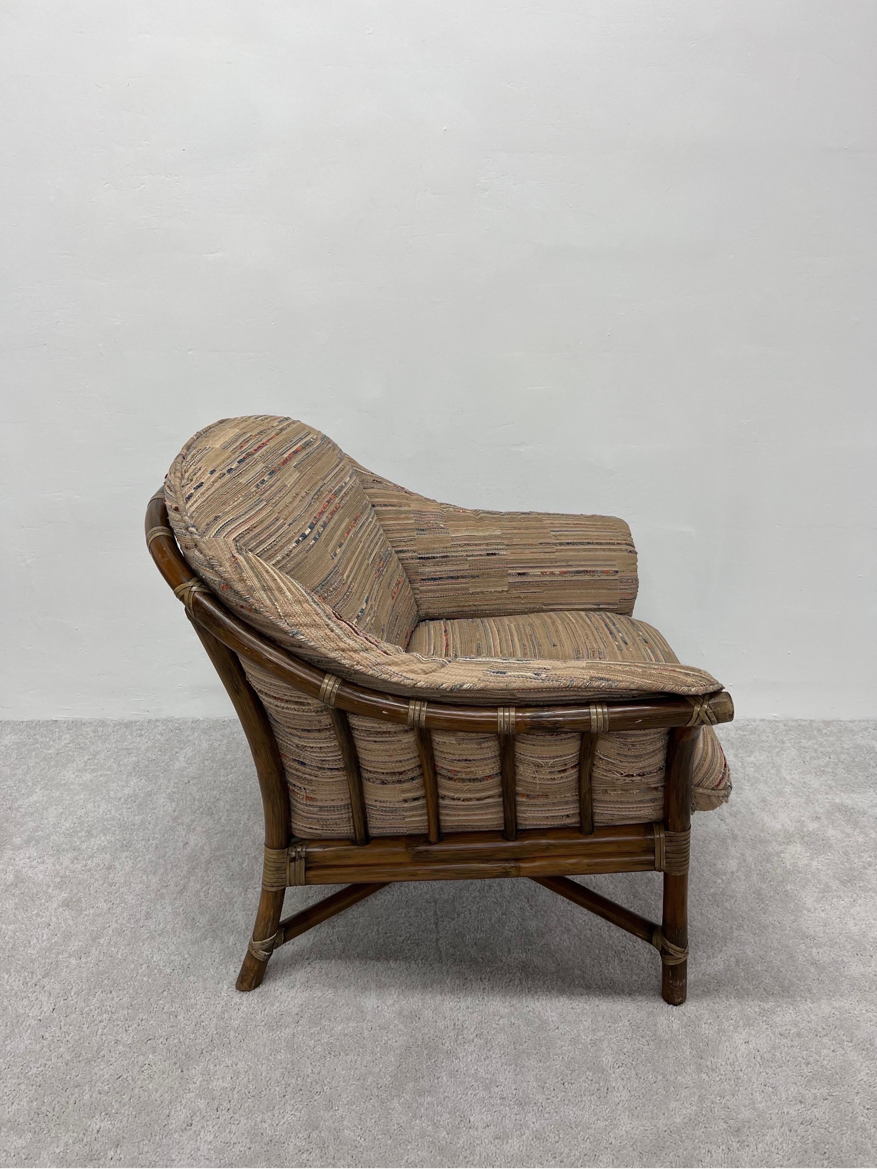 American Mid-Century McGuire Bamboo and Missoni Fabric Lounge Chair, 1970s