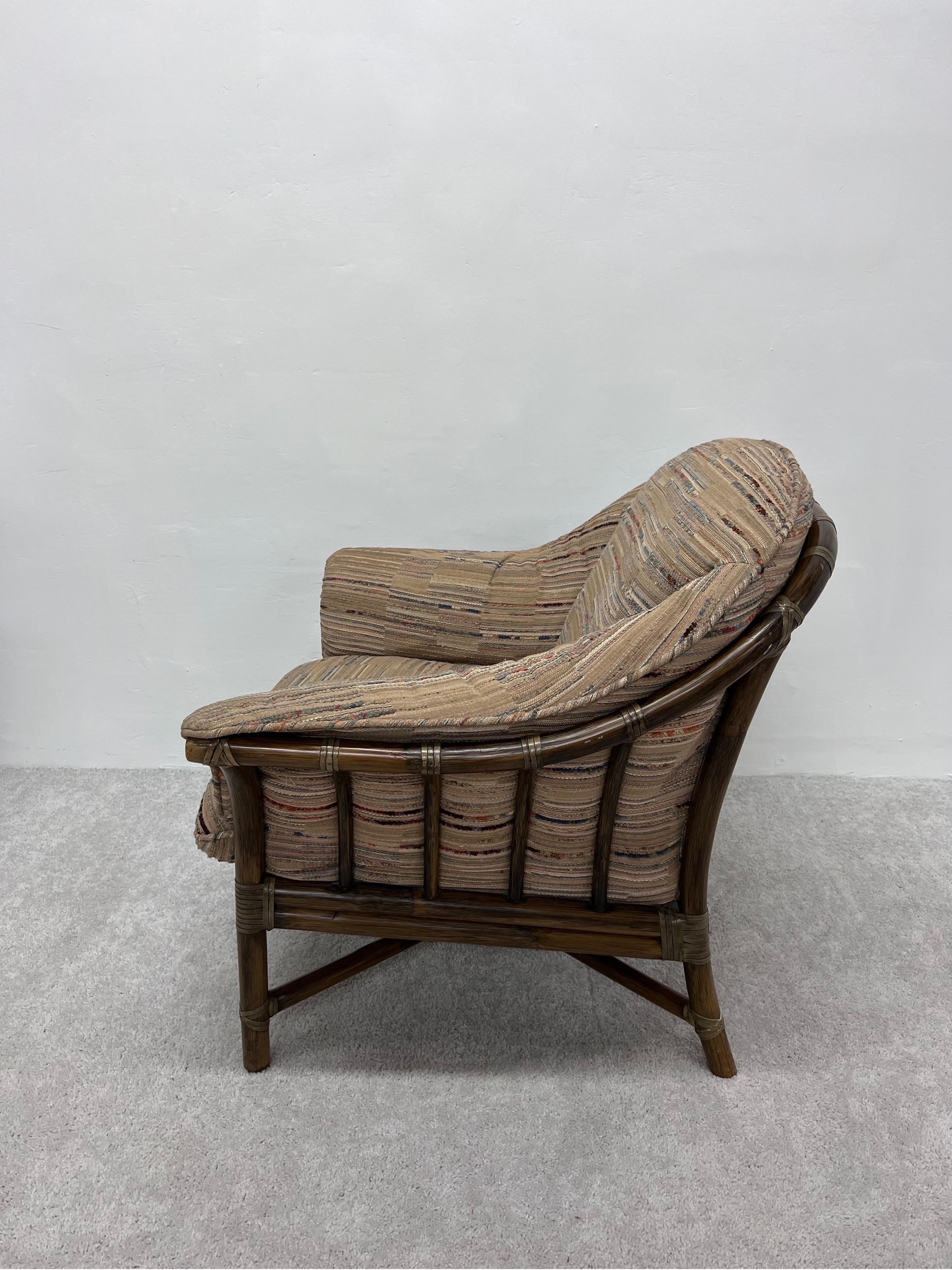 20th Century Mid-Century McGuire Bamboo and Missoni Fabric Lounge Chair, 1970s