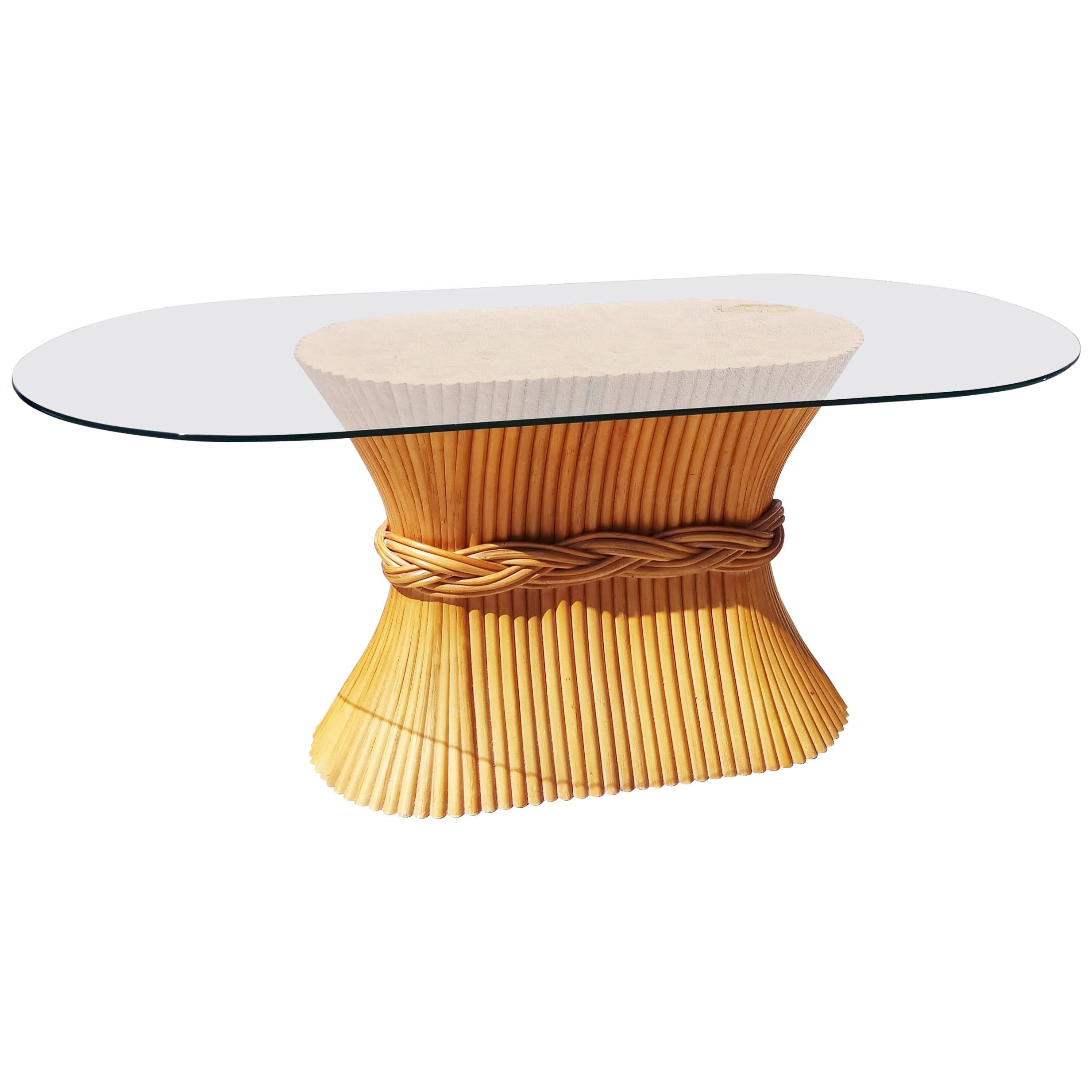 Midcentury McGuire Bamboo Cane Dining Table or Console