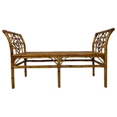 Mid-Century McGuire Style Bamboo and Rattan Bench