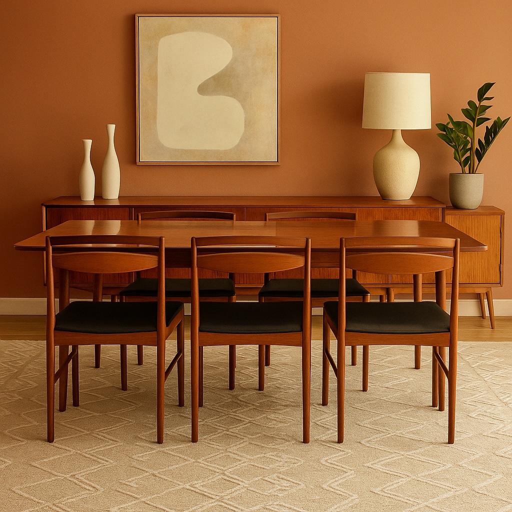 Sedie da pranzo in teak

Le sedie da pranzo Vintage Mid Century disegnate da Tom Robertson per Mcintosh sono un classico esempio del design sofisticato che caratterizza l'arredamento moderno della metà del secolo. Tom Robertson è stato un influente