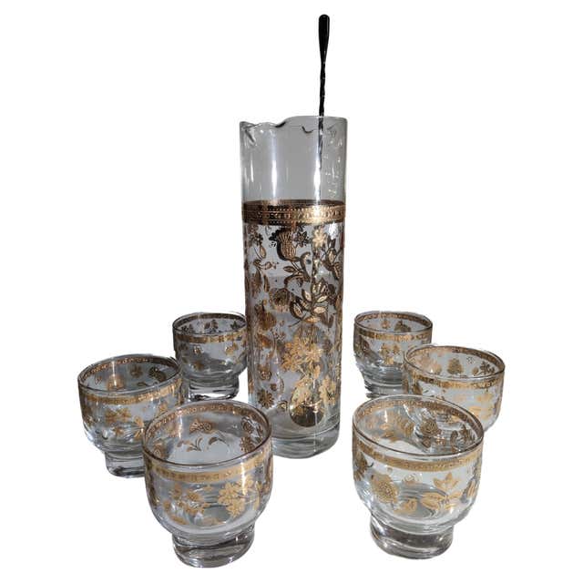 Vintage Culver Canella Gold cane design roly poly set For Sale at 1stDibs