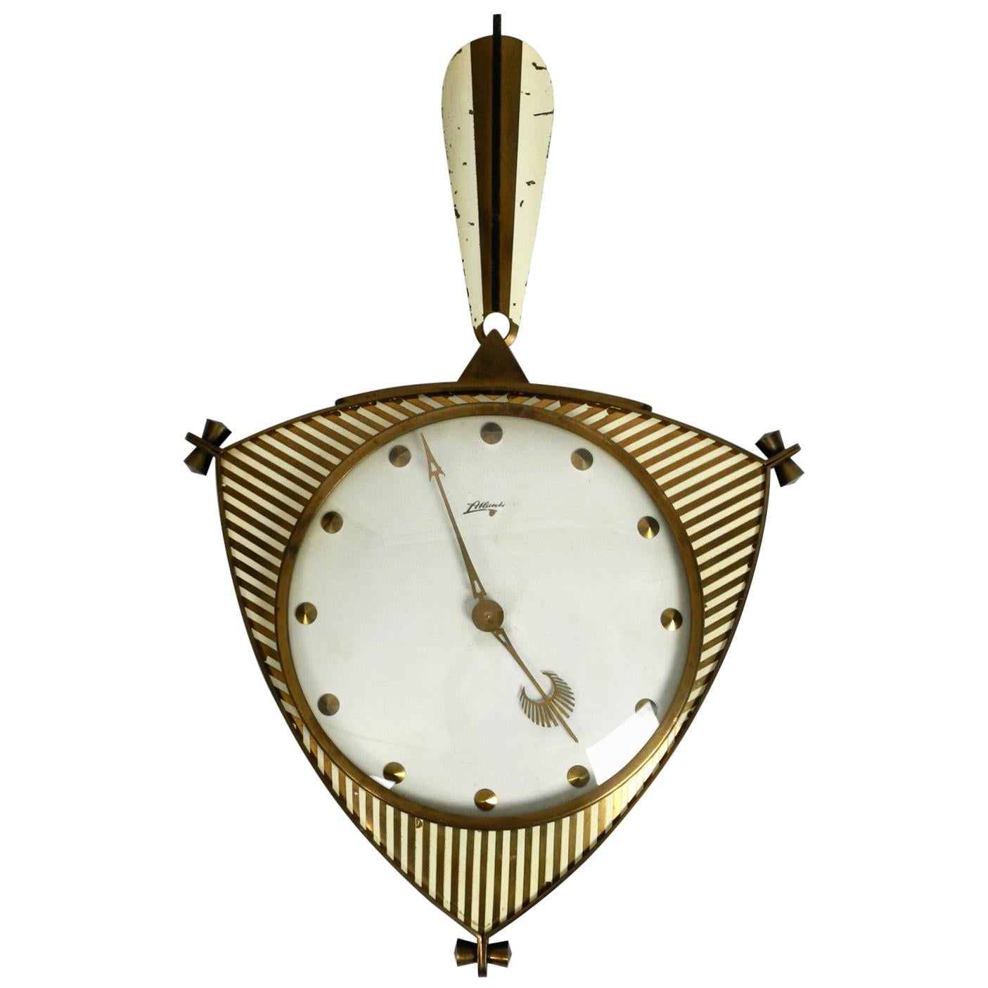 Midcentury Mechanical Atlanta Wall Clock with 10 Days Movement and with Gong For Sale