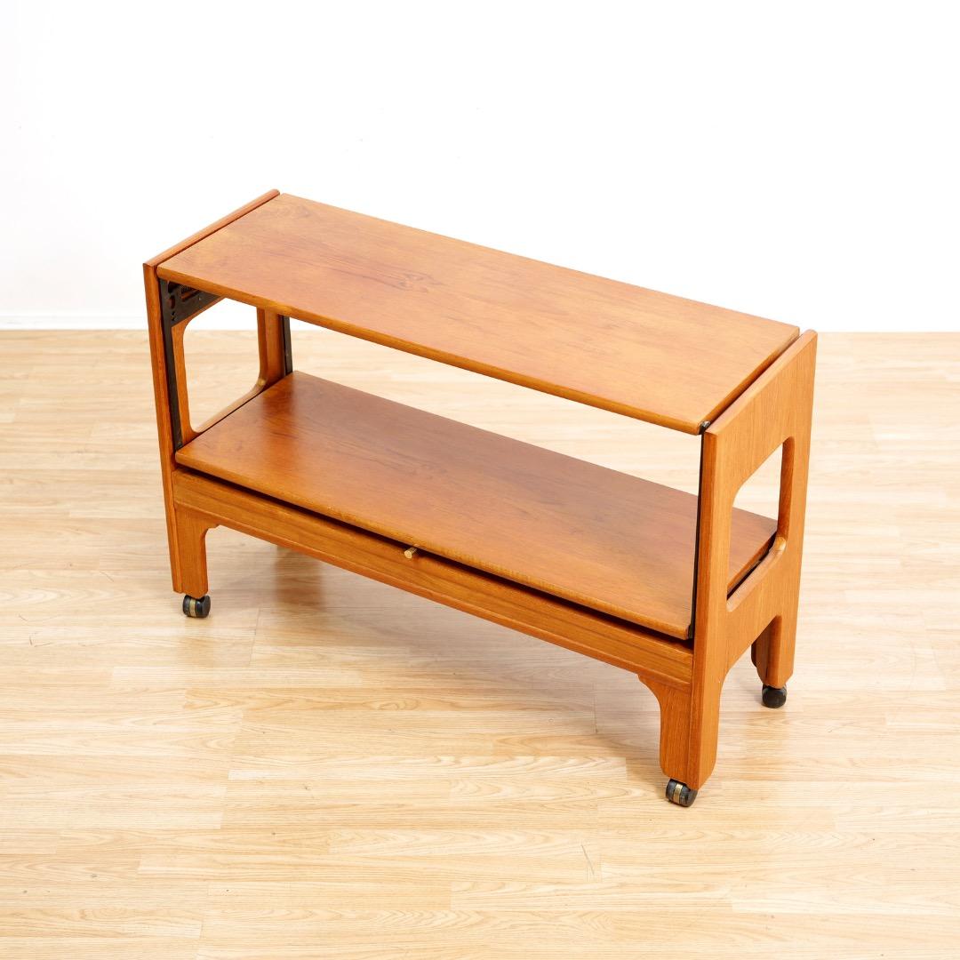 Mid Century Mechanical Bar Cart Folding Console Table For Sale 1