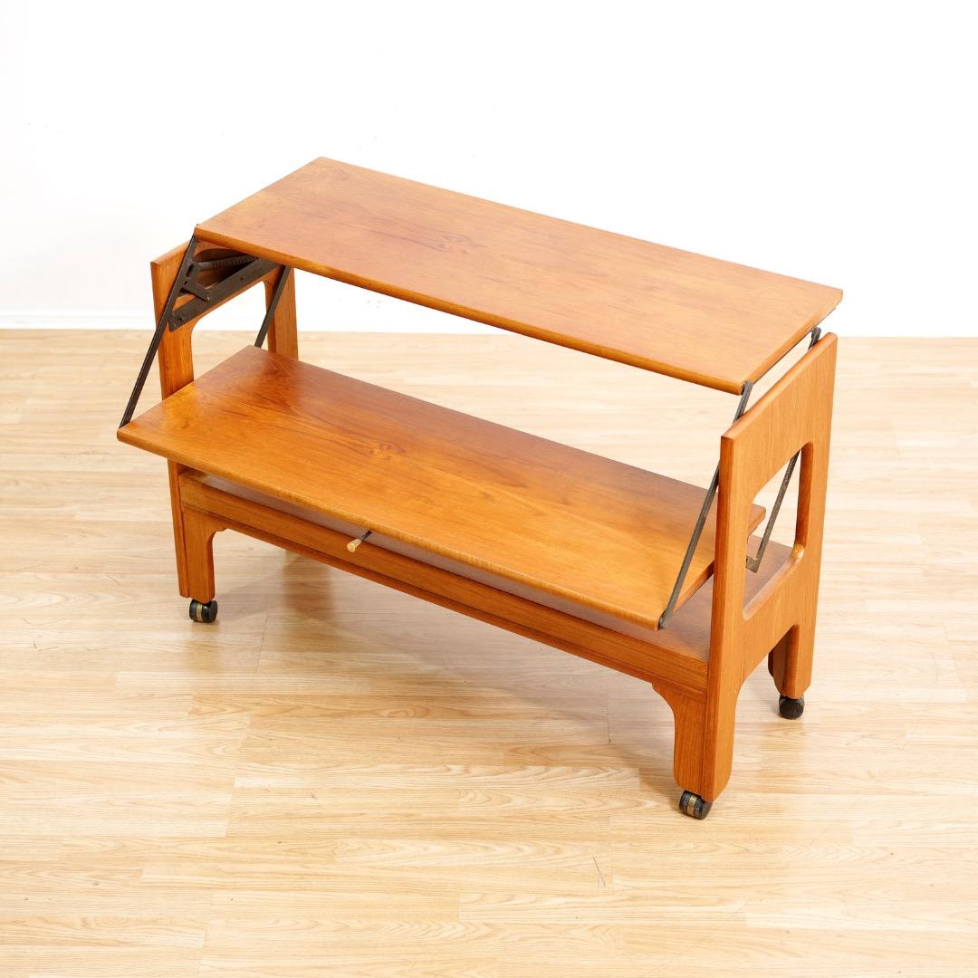 Mid Century Mechanical Bar Cart Folding Console Table For Sale