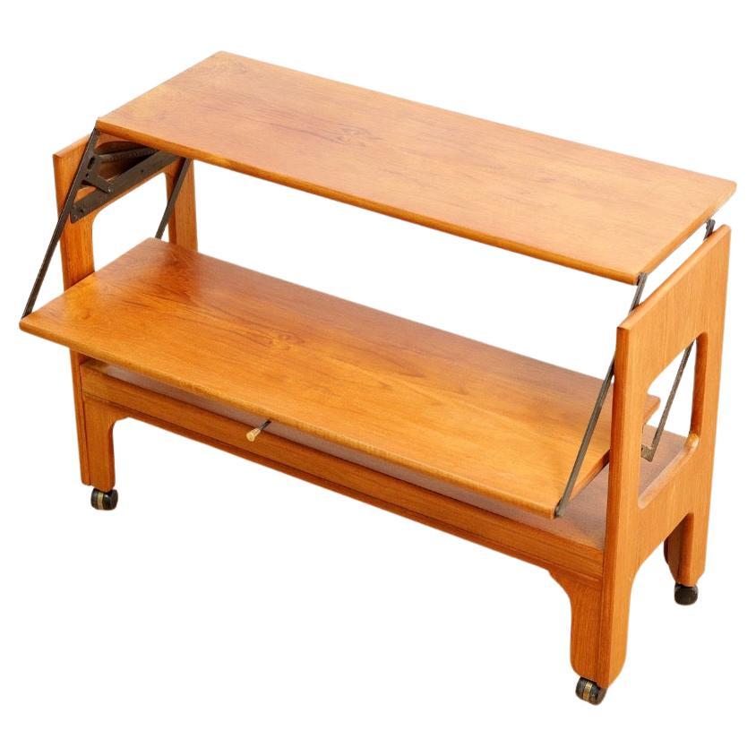 Mid Century Mechanical Bar Cart Folding Console Table