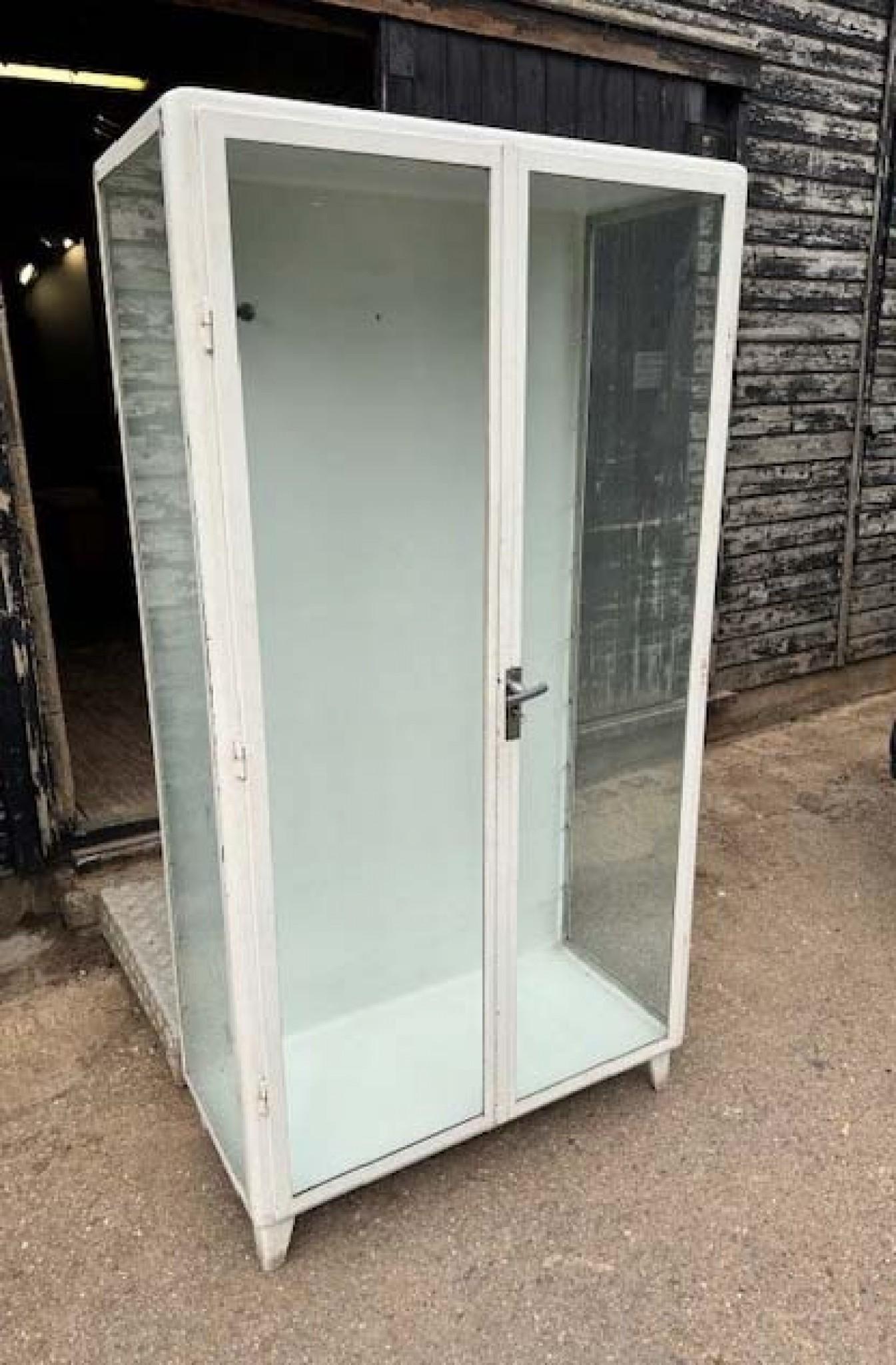 Mid Century Medical Cabinet Eisen Glas Display 1950s im Angebot 1