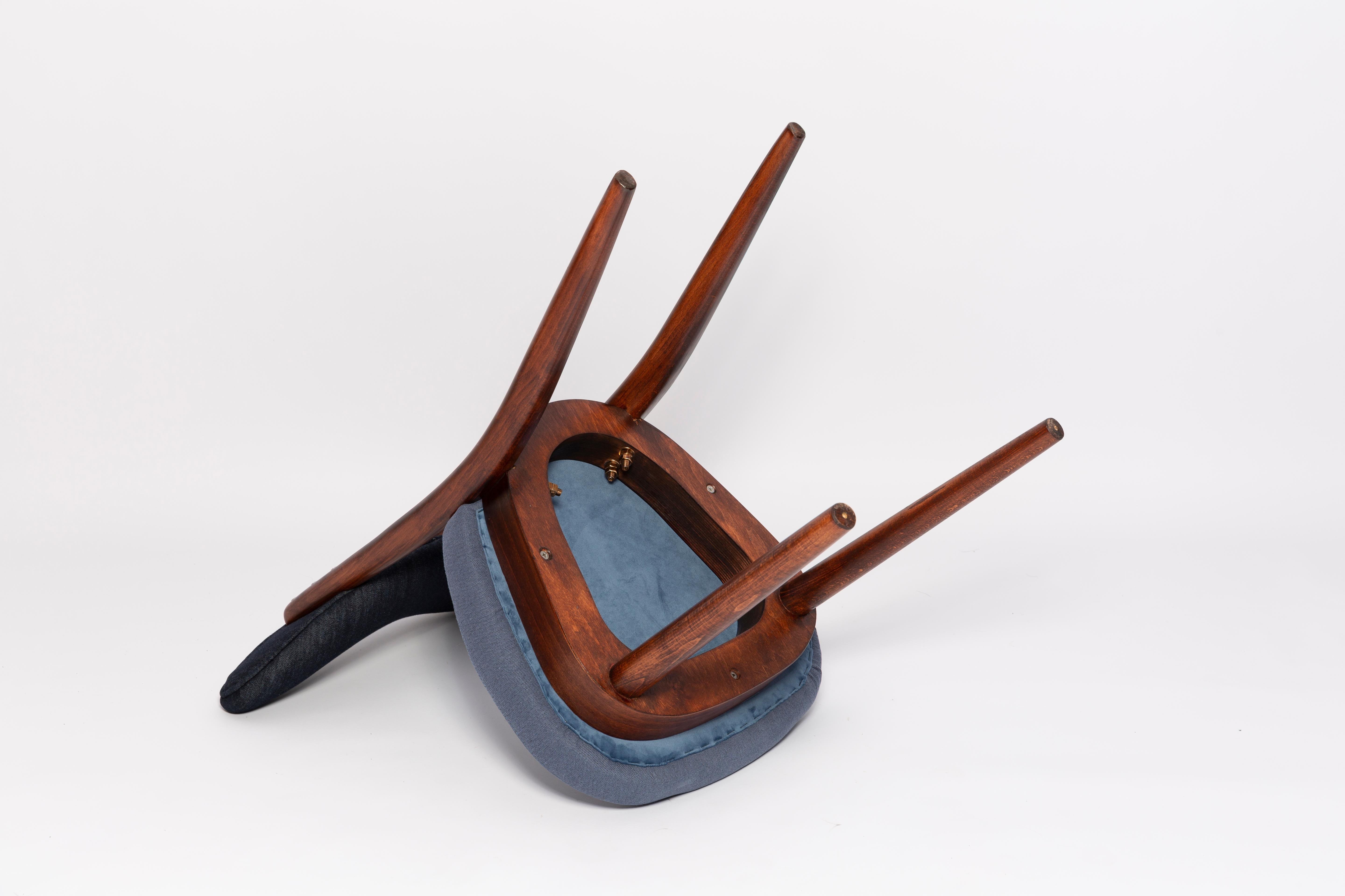 Midcentury Medium and Dark Blue Denim Heart Chair, Europe, 1960s For Sale 2