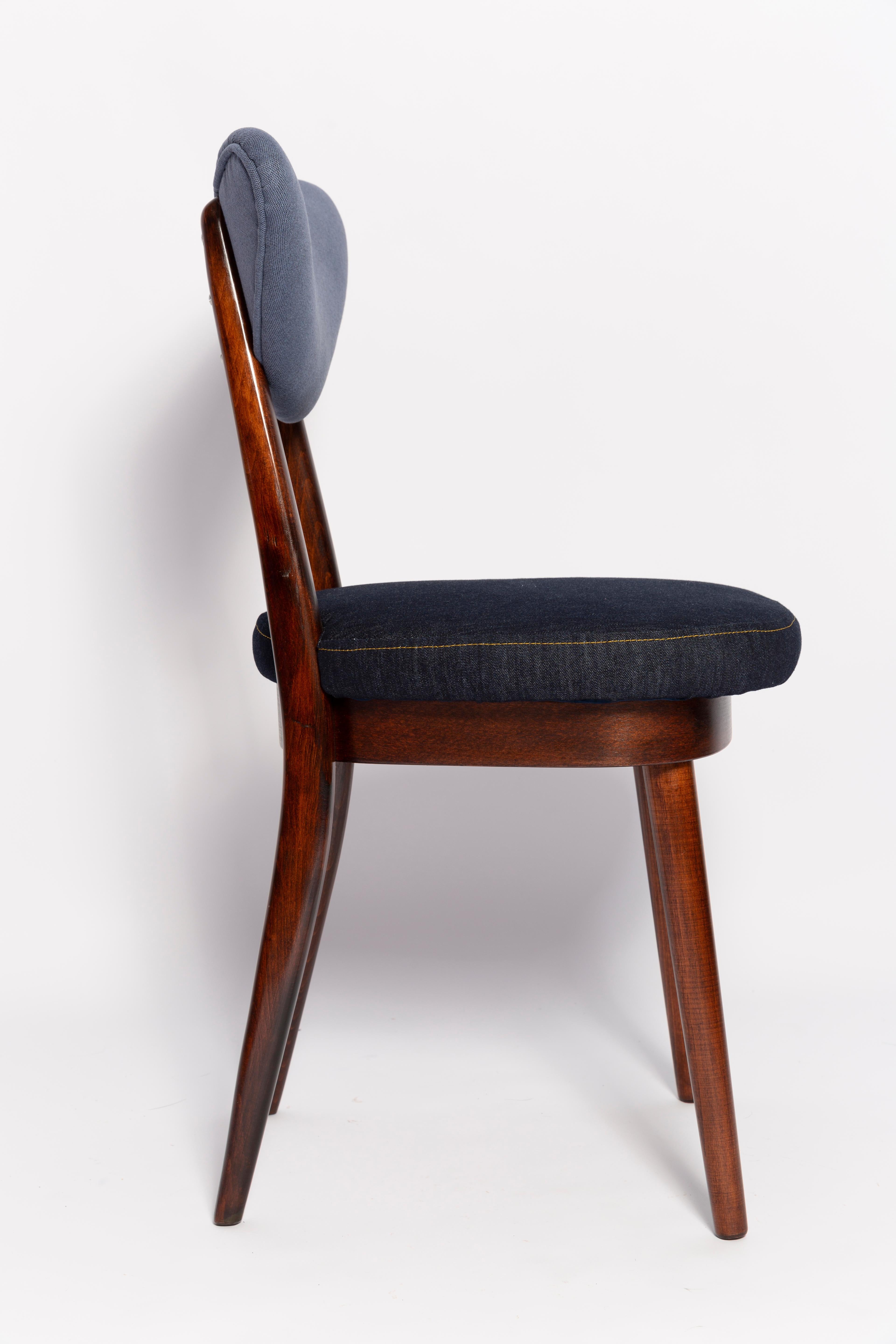 Midcentury Medium and Dark Blue Denim Heart Chair, Europe, 1960s In Excellent Condition For Sale In 05-080 Hornowek, PL