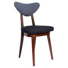 Vintage Midcentury Medium and Dark Blue Denim Heart Chair, Europe, 1960s