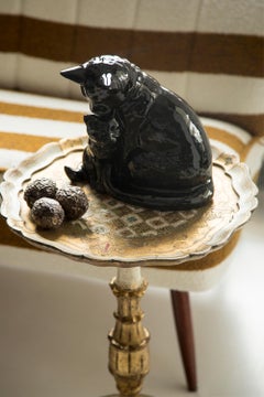 Midcentury Medium Black Cats Ceramic Sculpture, Portugal, 1960s