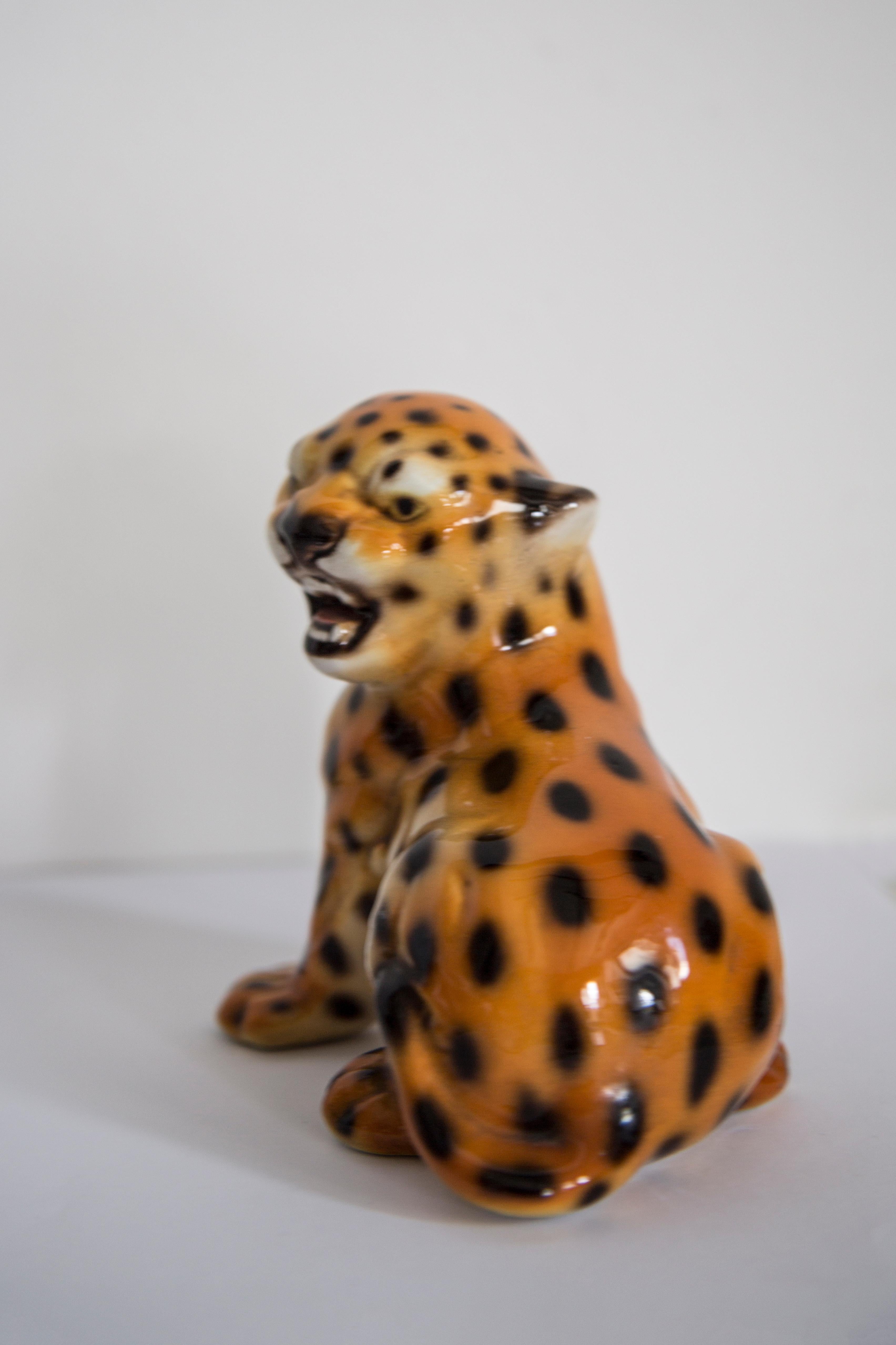Medium Keramik-Leoparden-Deko-Skulptur aus der Mitte des Jahrhunderts, Italien, 1960er Jahre im Zustand „Hervorragend“ im Angebot in 05-080 Hornowek, PL