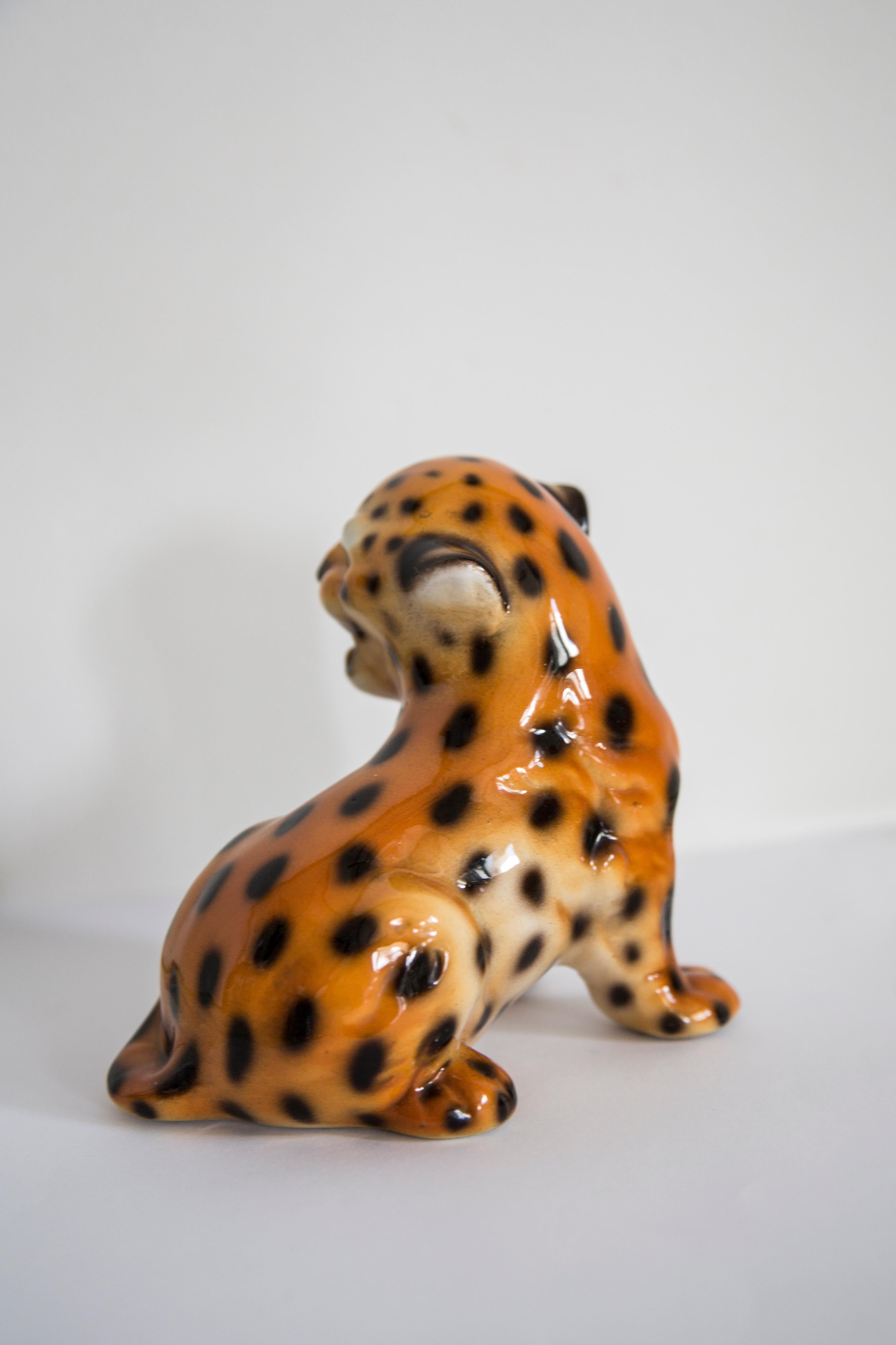 Medium Keramik-Leoparden-Deko-Skulptur aus der Mitte des Jahrhunderts, Italien, 1960er Jahre im Angebot 1