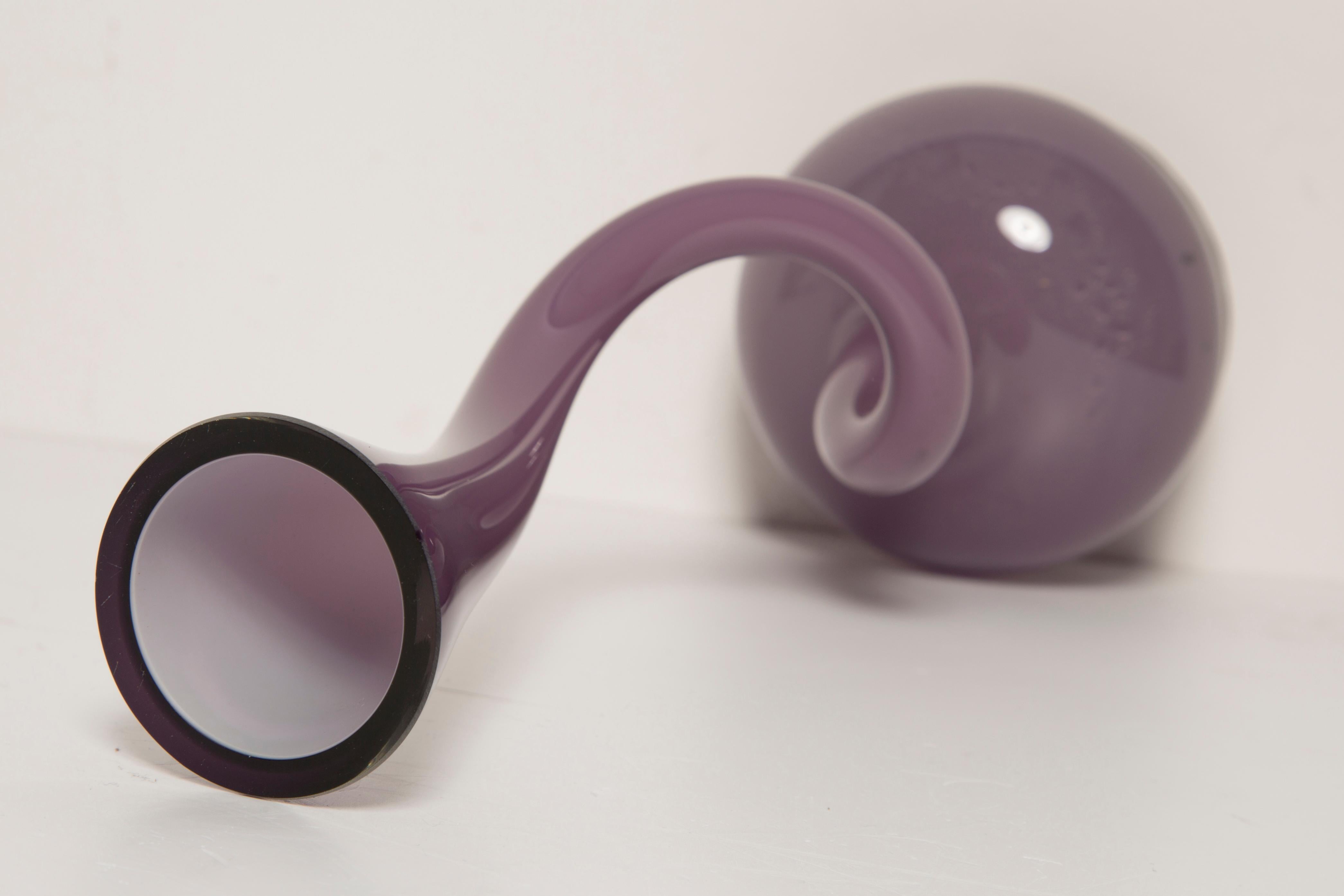Midcentury Medium Purple Violet Twisted Vase, Europe, 1960s 3