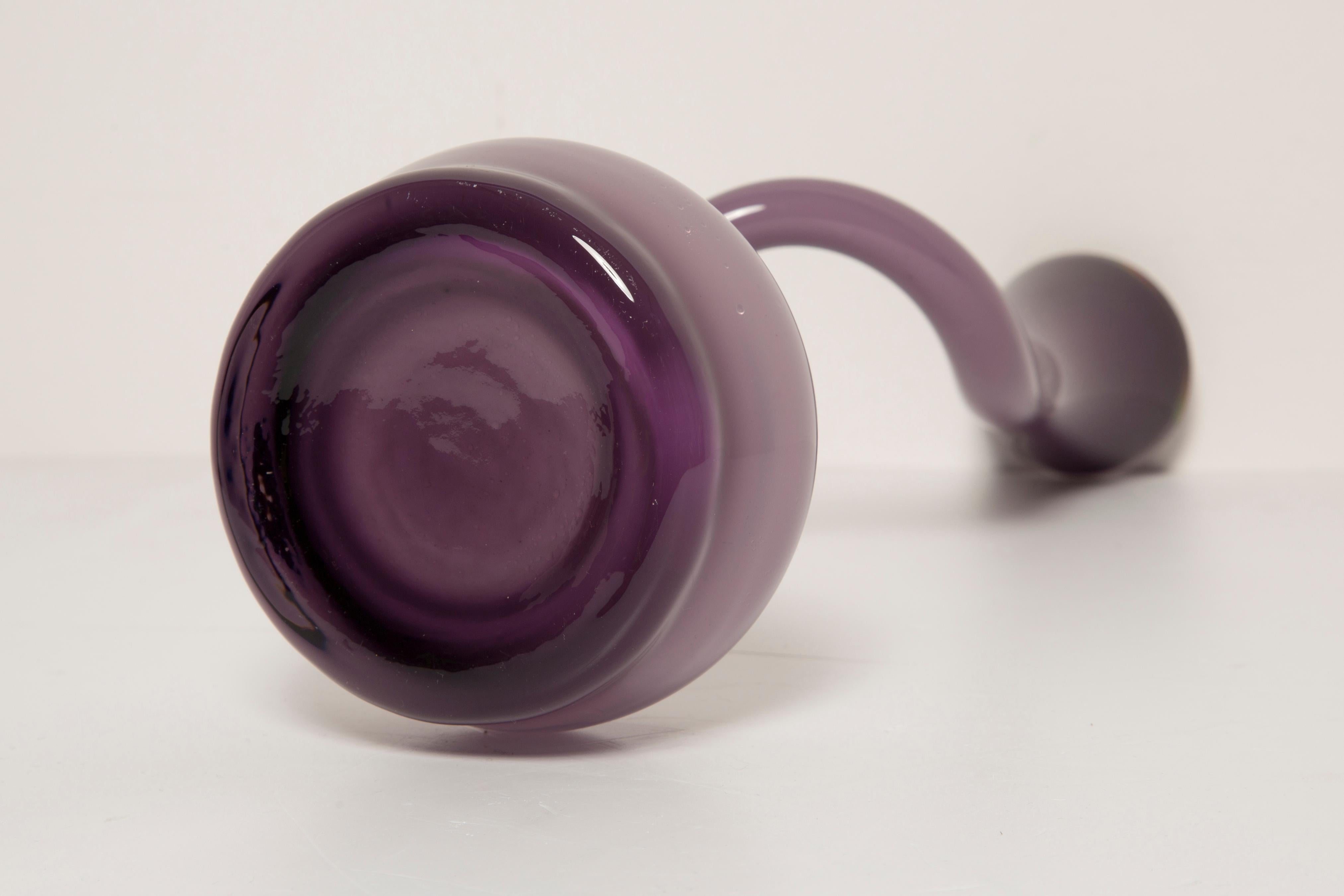 Midcentury Medium Purple Violet Twisted Vase, Europe, 1960s 4