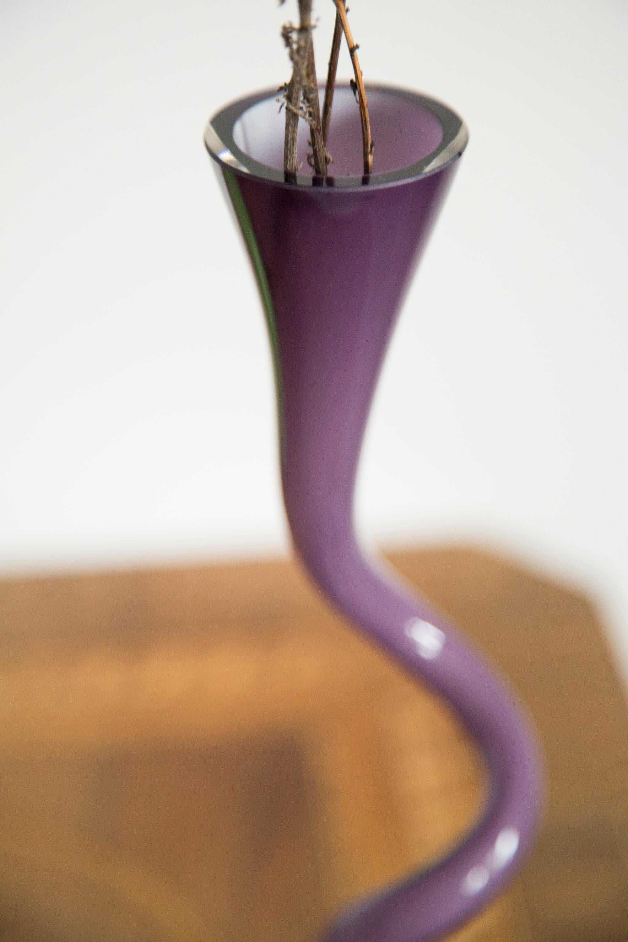 Midcentury Medium Purple Violet Twisted Vase, Europe, 1960s 1