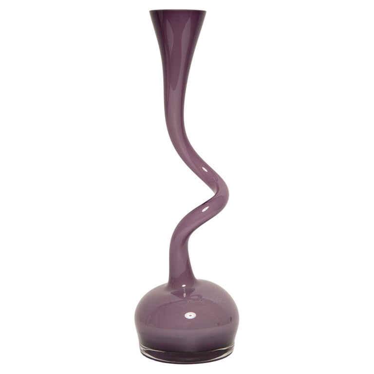 Midcentury Medium Purple Violet Twisted Vase, Europe, 1960s For Sale at 1stDibs