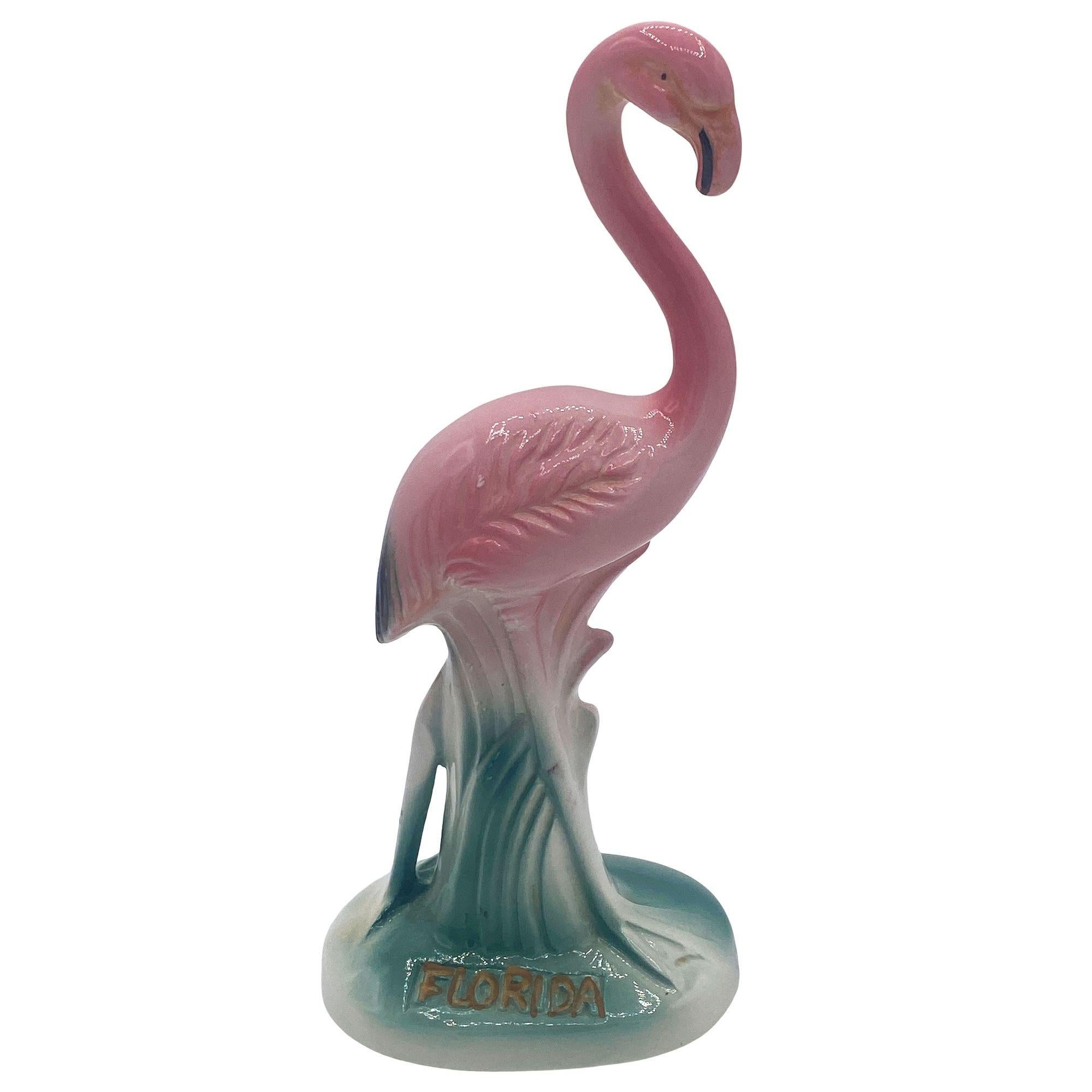 Set di statue da tavolo in ceramica con fenicotteri 
