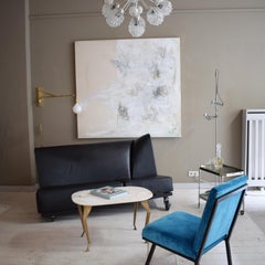 Mid-Century Memphis Black Leather Sofa by Pallucco and Rivier for Pallucco, 1988