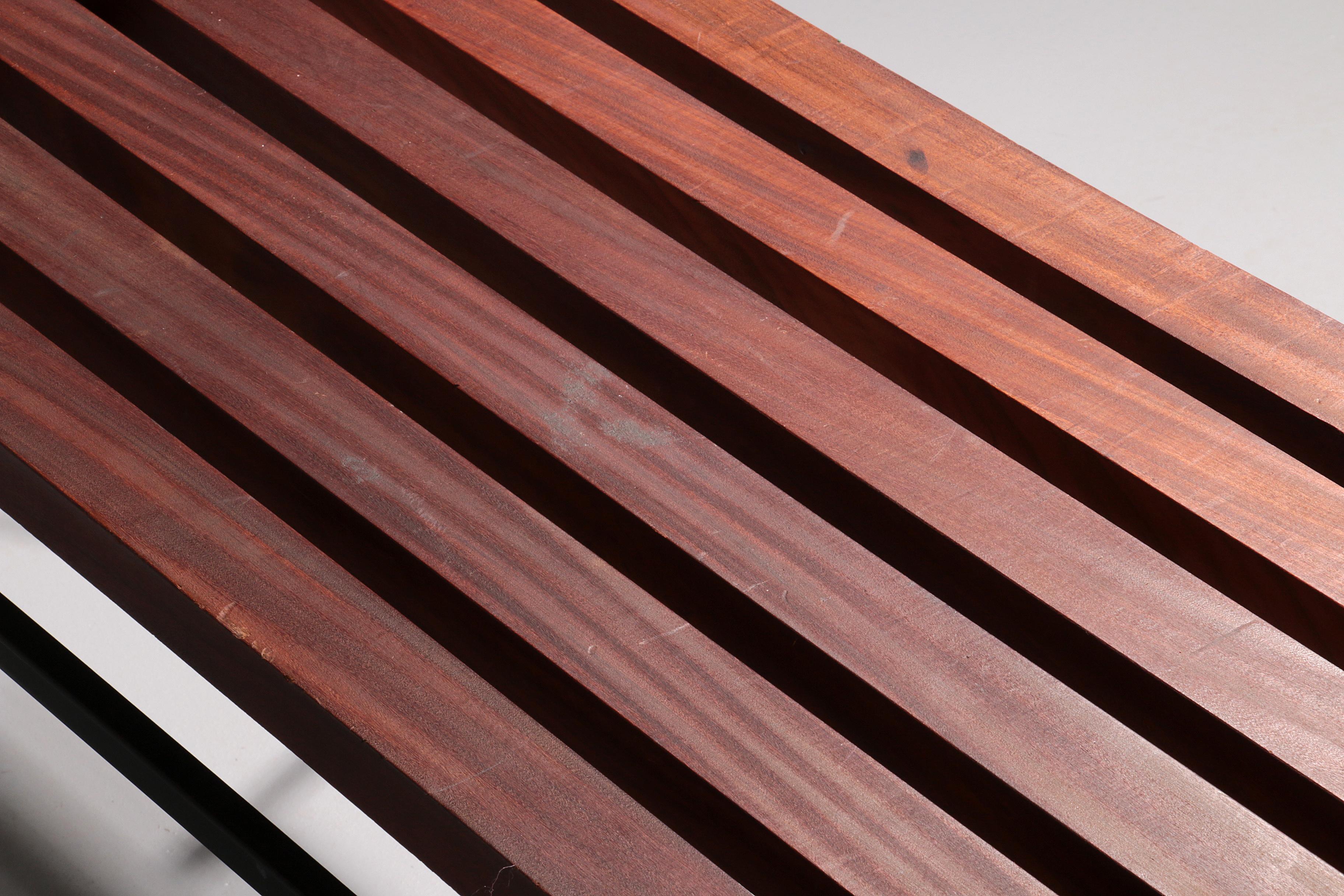 Mid-Century Meranti Wood Bench 1960 Italy 3