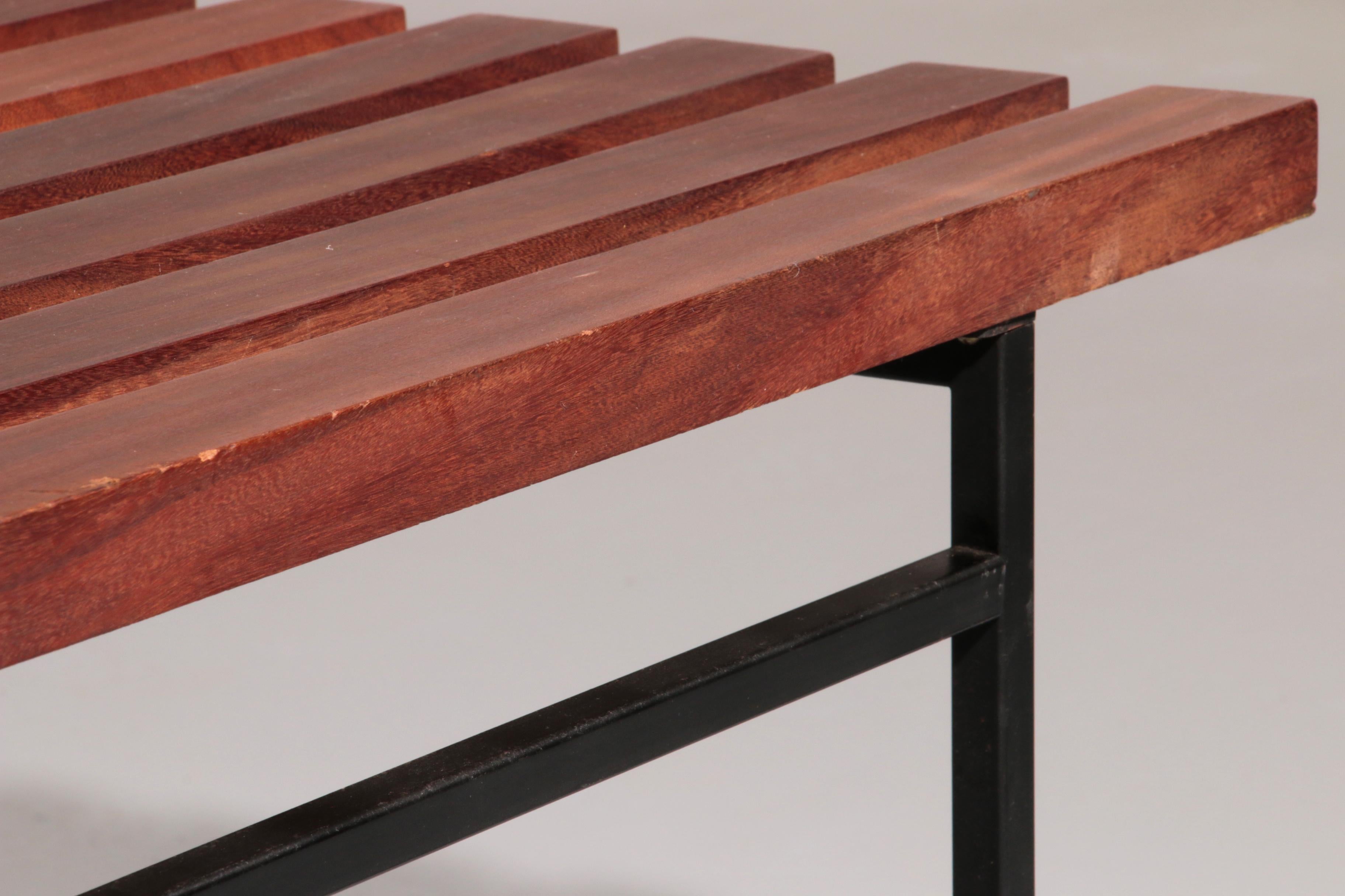 Mid-Century Meranti Wood Bench 1960 Italy 6