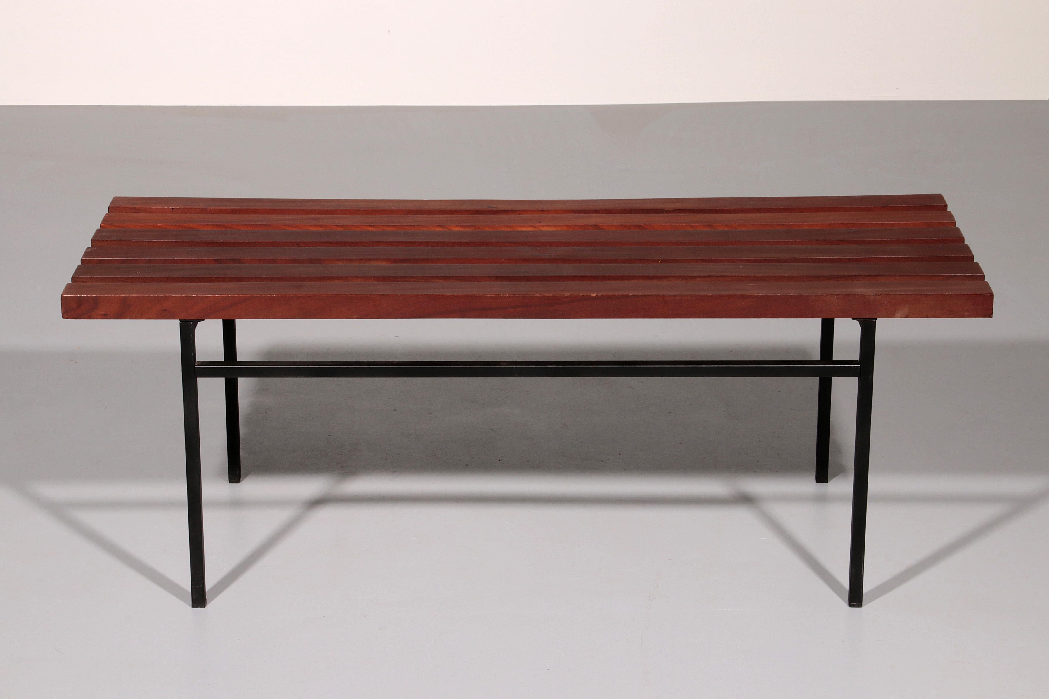 Mid-20th Century Mid-Century Meranti Wood Bench 1960 Italy
