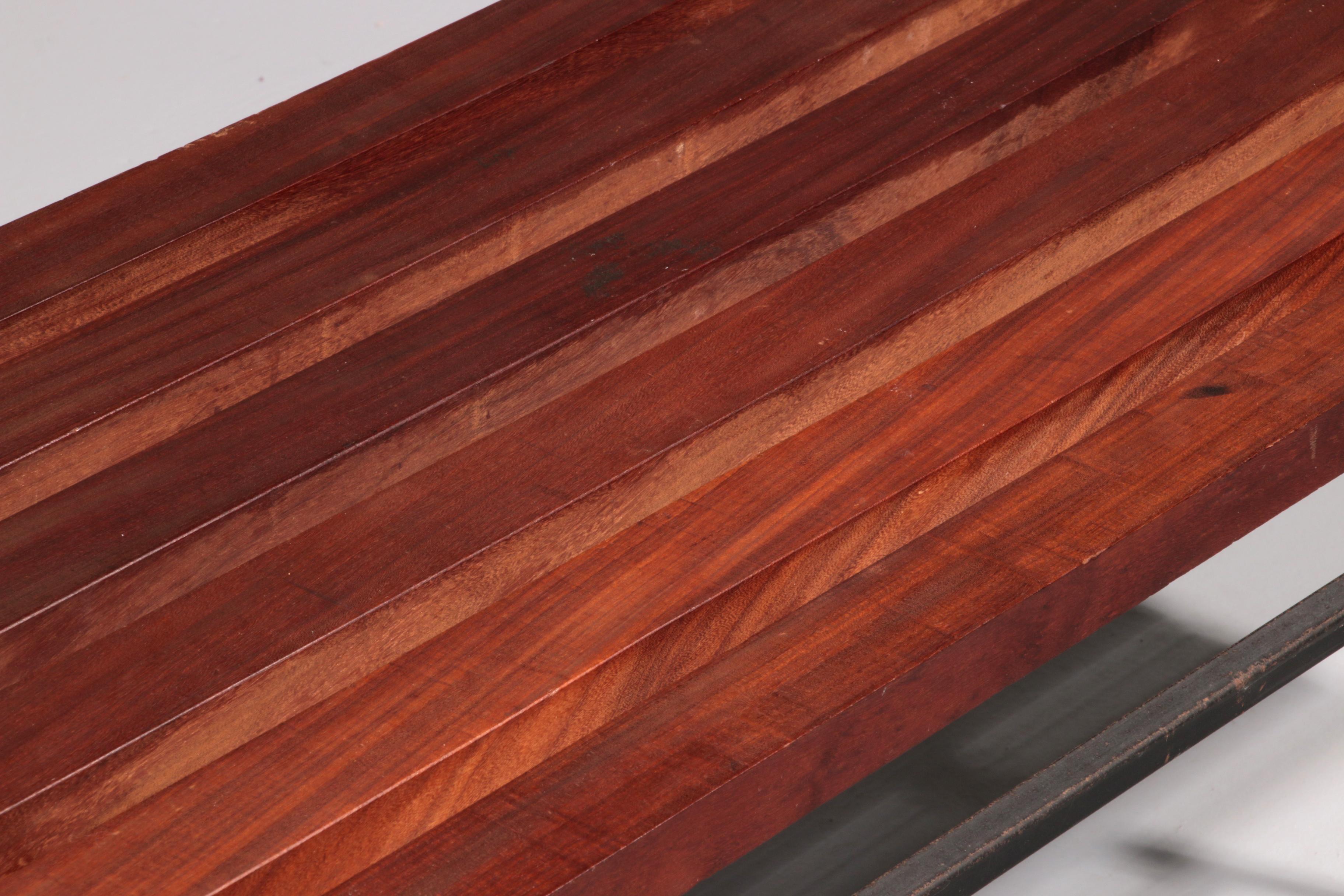 Mid-Century Meranti Wood Bench 1960 Italy 2