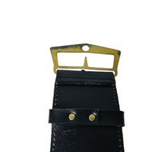 Midcentury Mercedes Wall Clock with Black Leather Strap, 1970s / 1980s