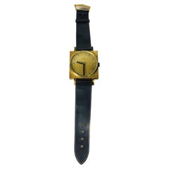 Midcentury Mercedes Wall Clock with Black Leather Strap, 1970s / 1980s