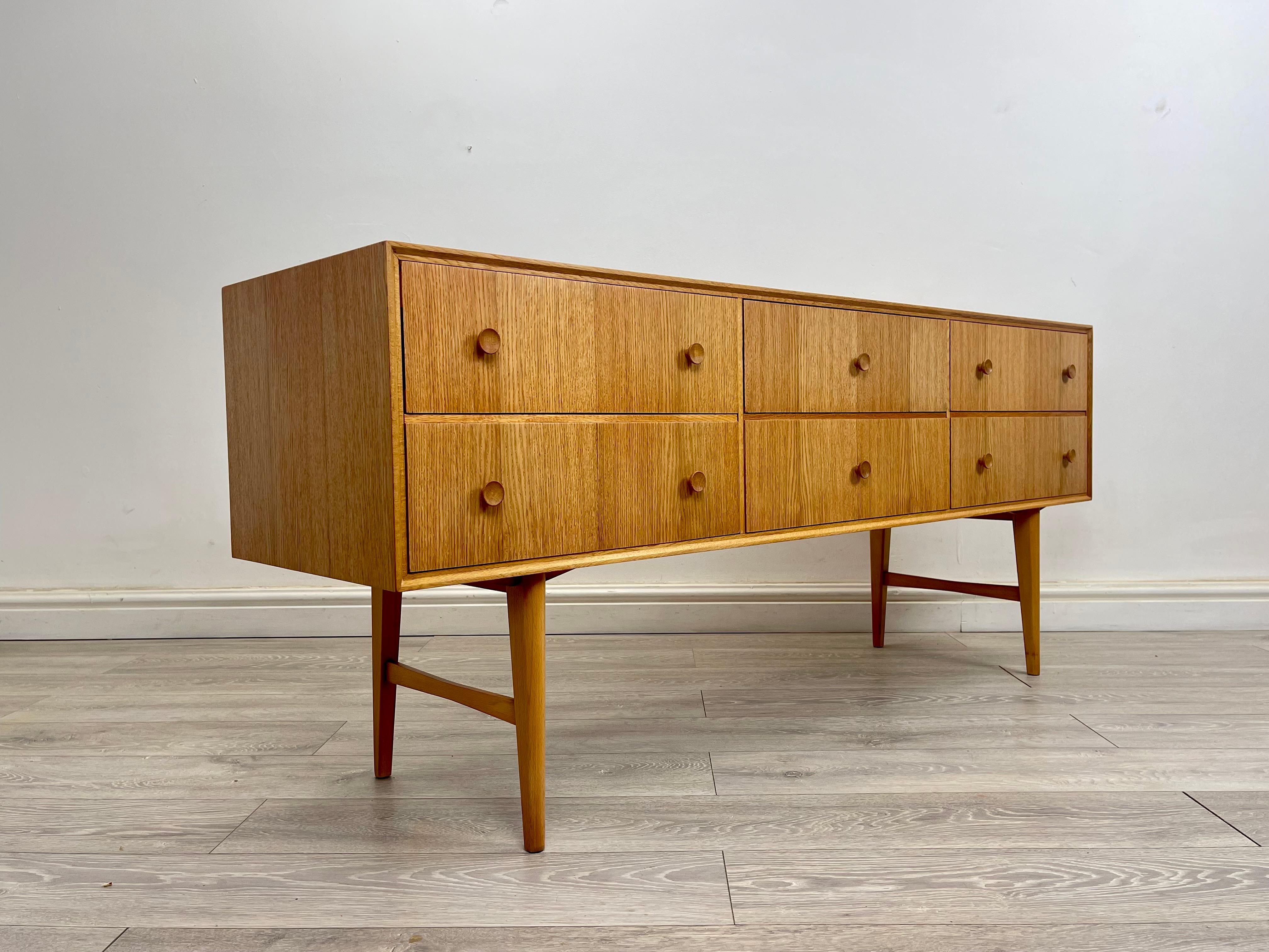 British Midcentury Meredew Oak Sideboard / Chest of Drawers 