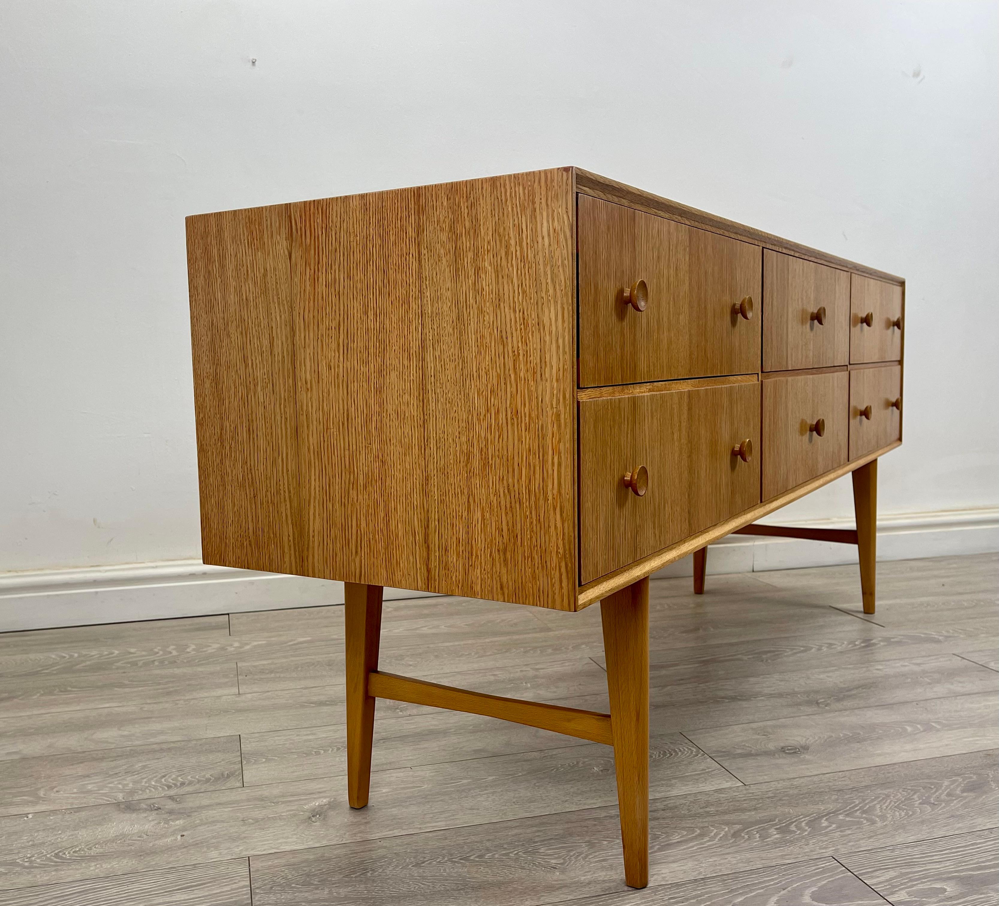 Lacquered Midcentury Meredew Oak Sideboard / Chest of Drawers 