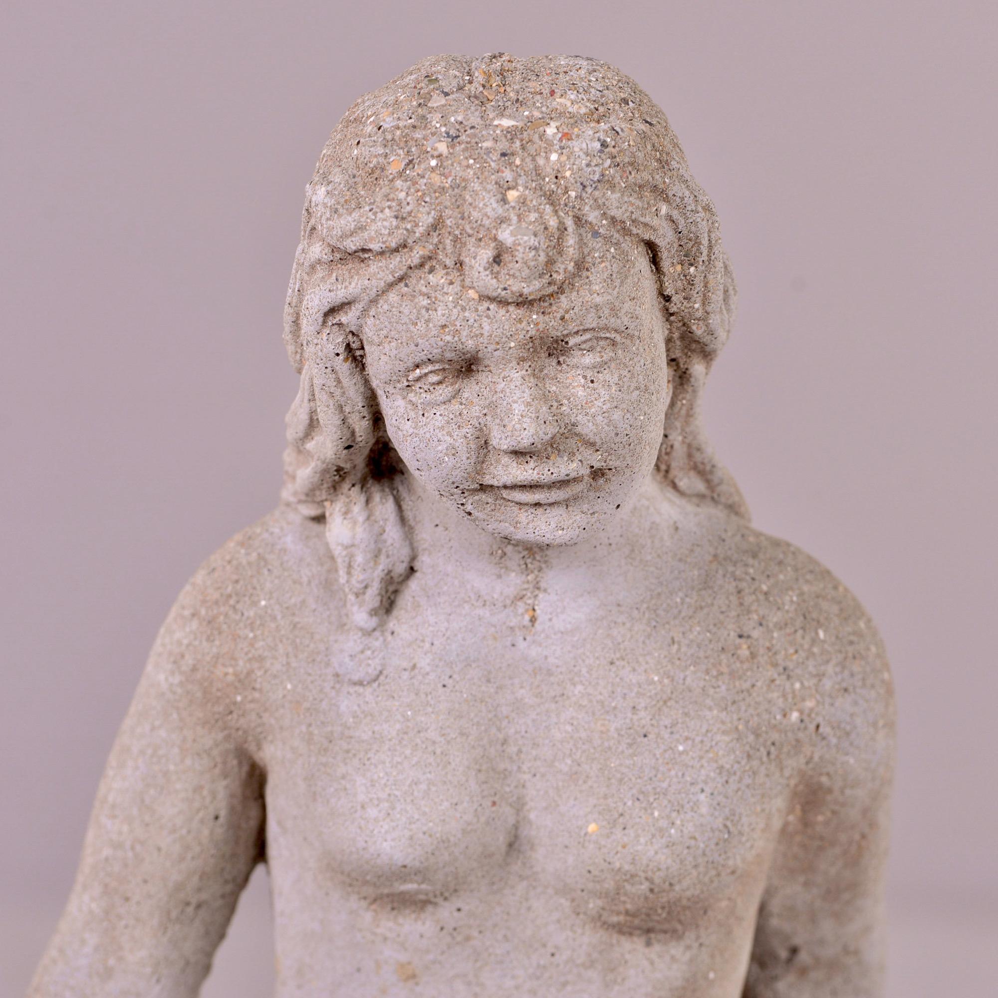 Cast Stone Mid-Century Mermaid Garden Statue