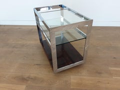 Midcentury Merrow Associates Rosewood and Chrome Bar Trolley