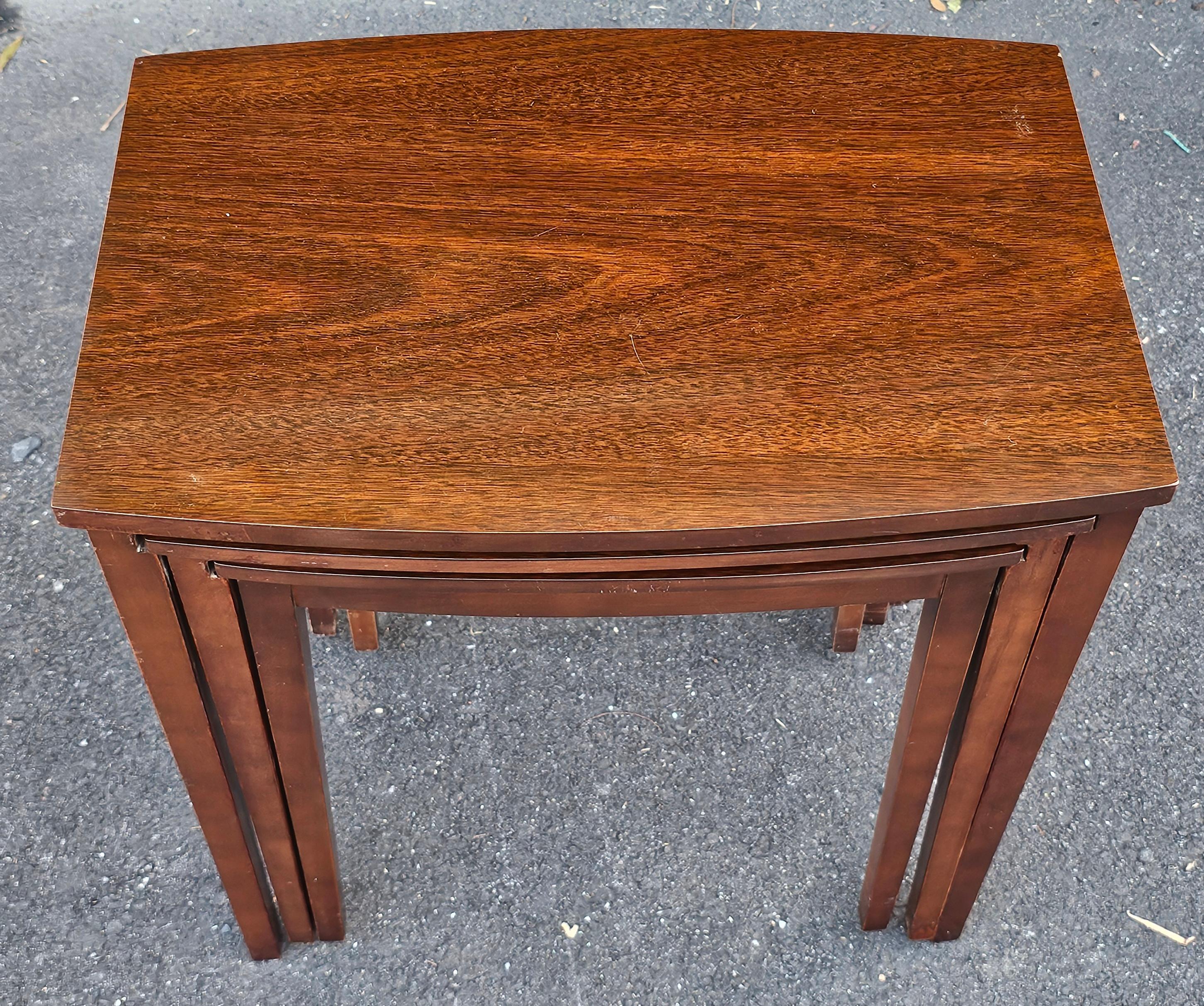 Set of 3 Mid-Century Mersman Furniture Mahogany Nesting Tables
 Measures 23