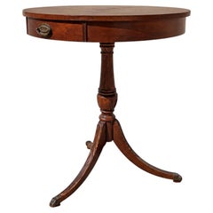 Mid-Century Mersman Round Wood Pedestal Side Table with Drawer