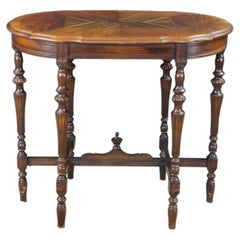 Mid Century Mersman Victorian Revival Walnut Burl Oval Inlaid Accent Table 30"