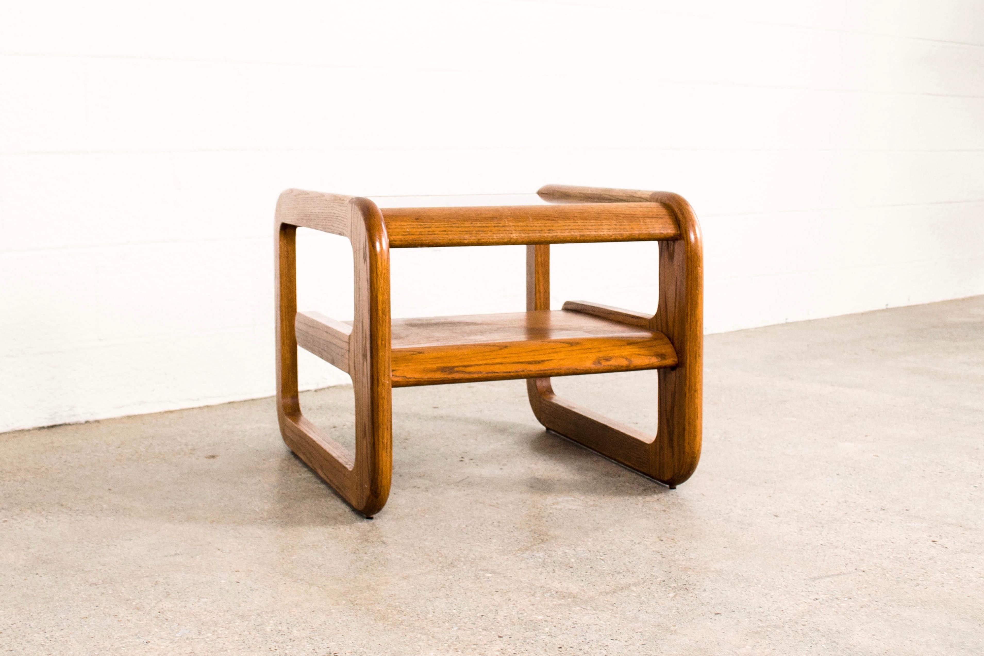 Mid-Century Modern Midcentury Mersman Wood and Smoked Glass Cantilever Coffee Table