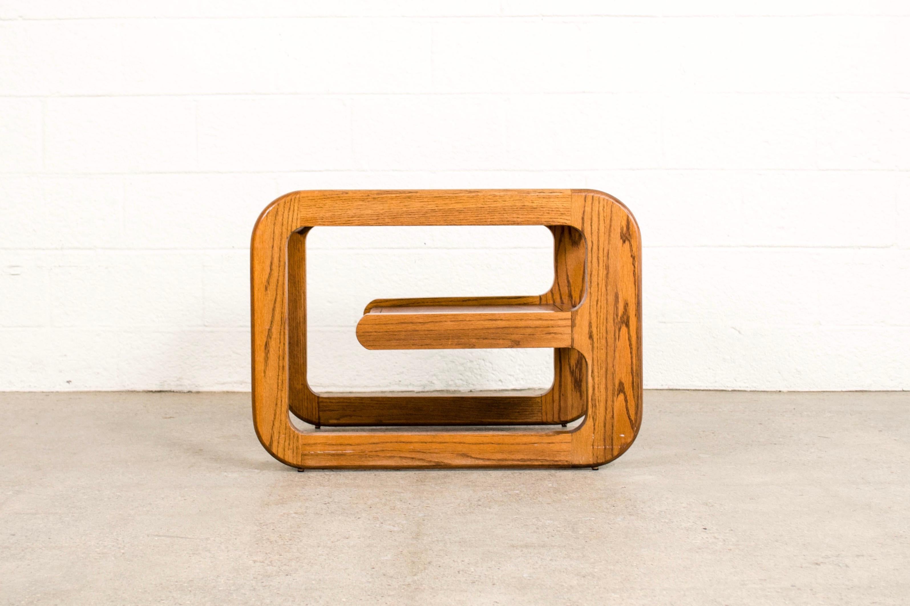 American Midcentury Mersman Wood and Smoked Glass Cantilever Coffee Table