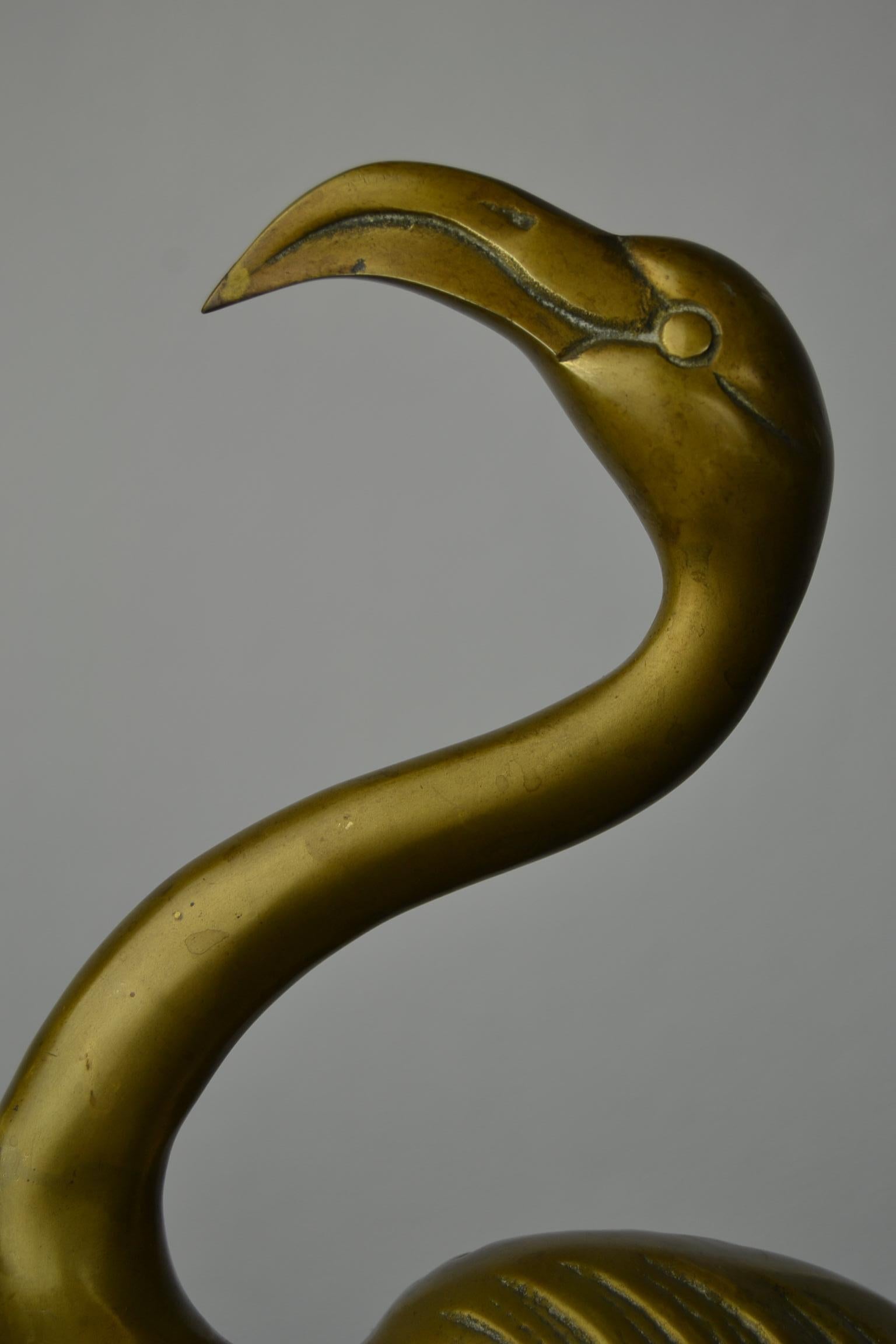 Mid-Century Modern Mid-Century Messing Flamingo Figurine Sculpture
