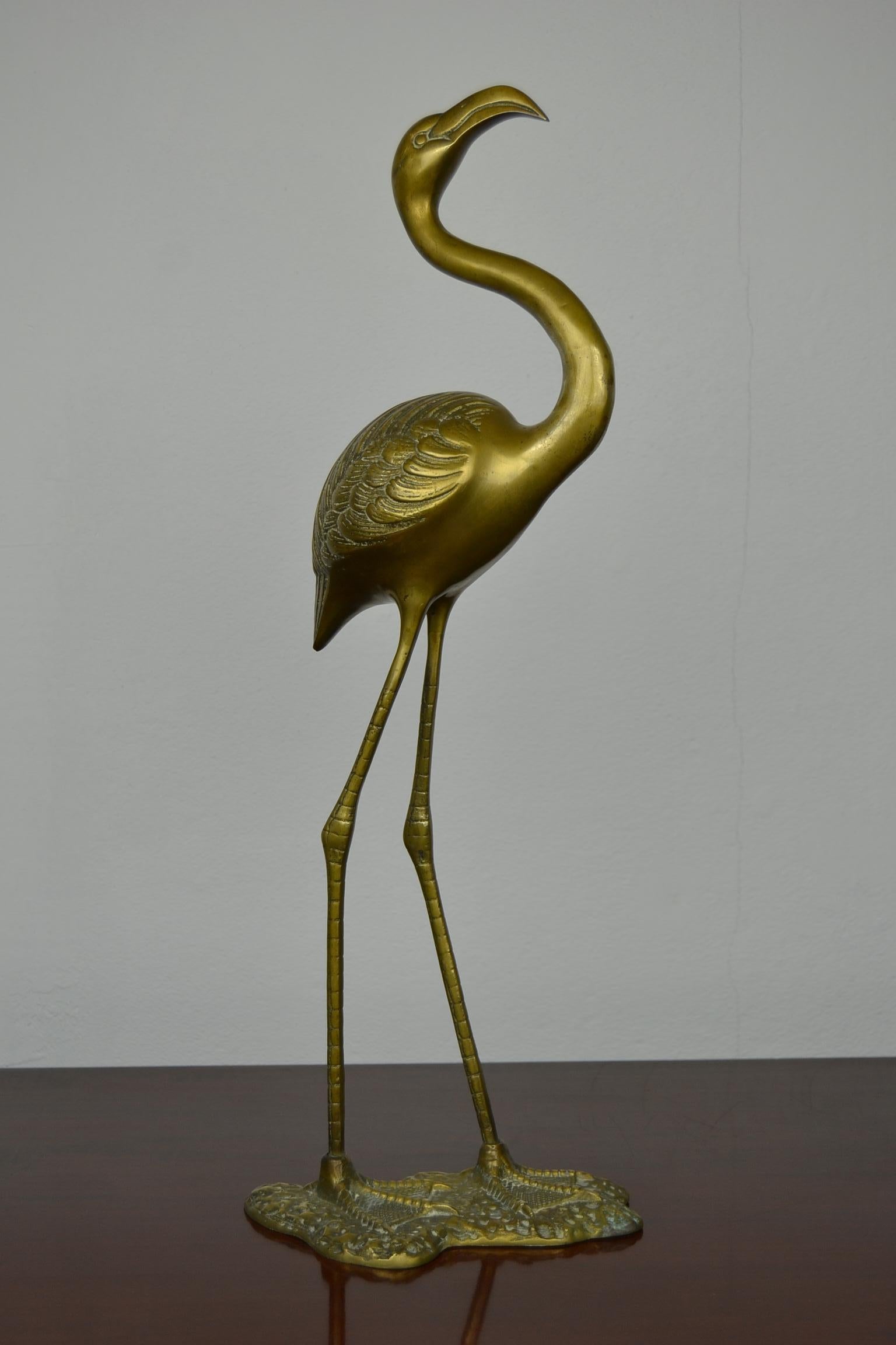 Mid-Century Messing Flamingo Figurine Sculpture 1